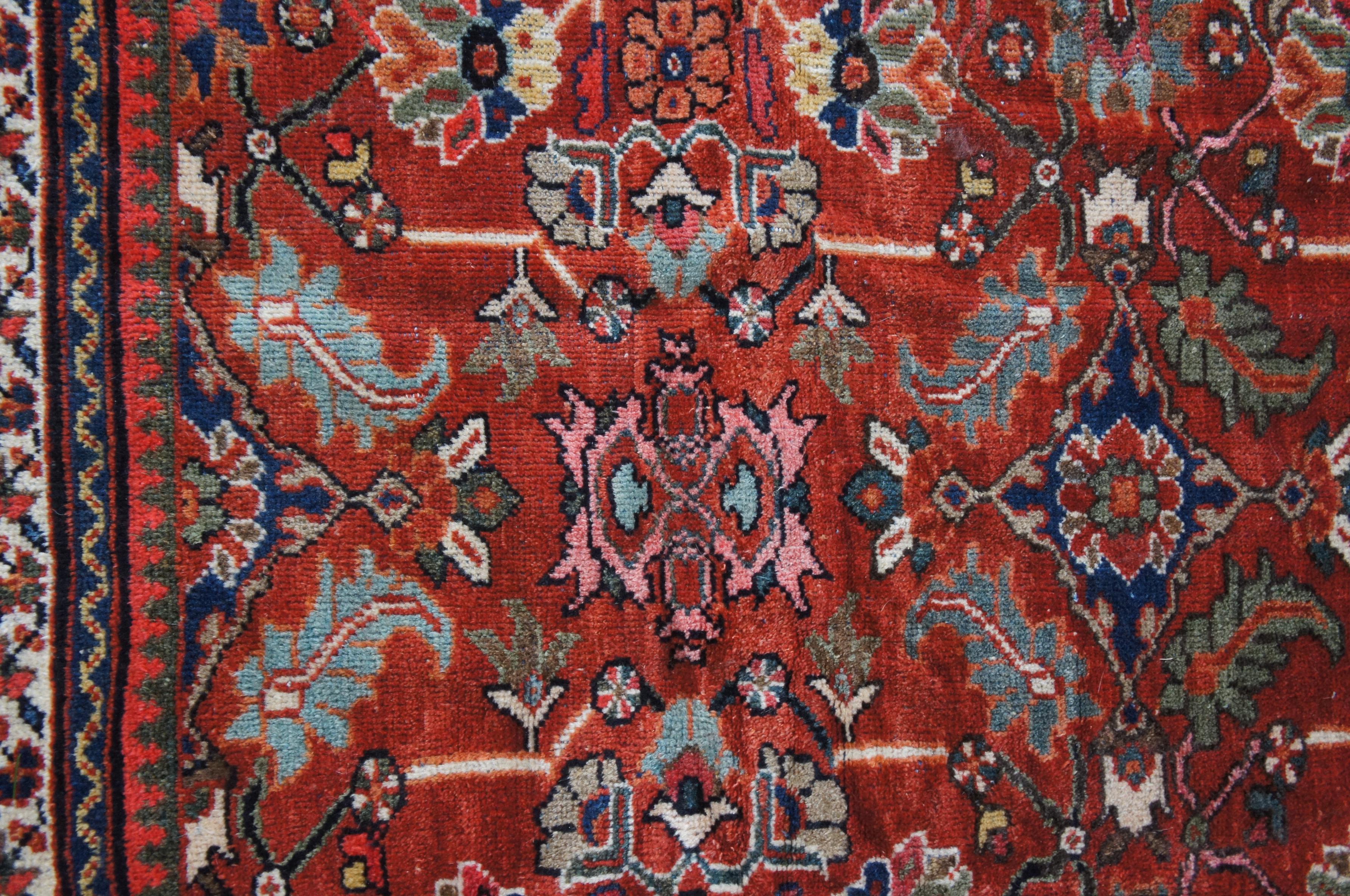 Vintage Hand geknüpft Persisch Hamadan Geometrische Wolle Bereich Teppich 10' x 14' im Angebot 2