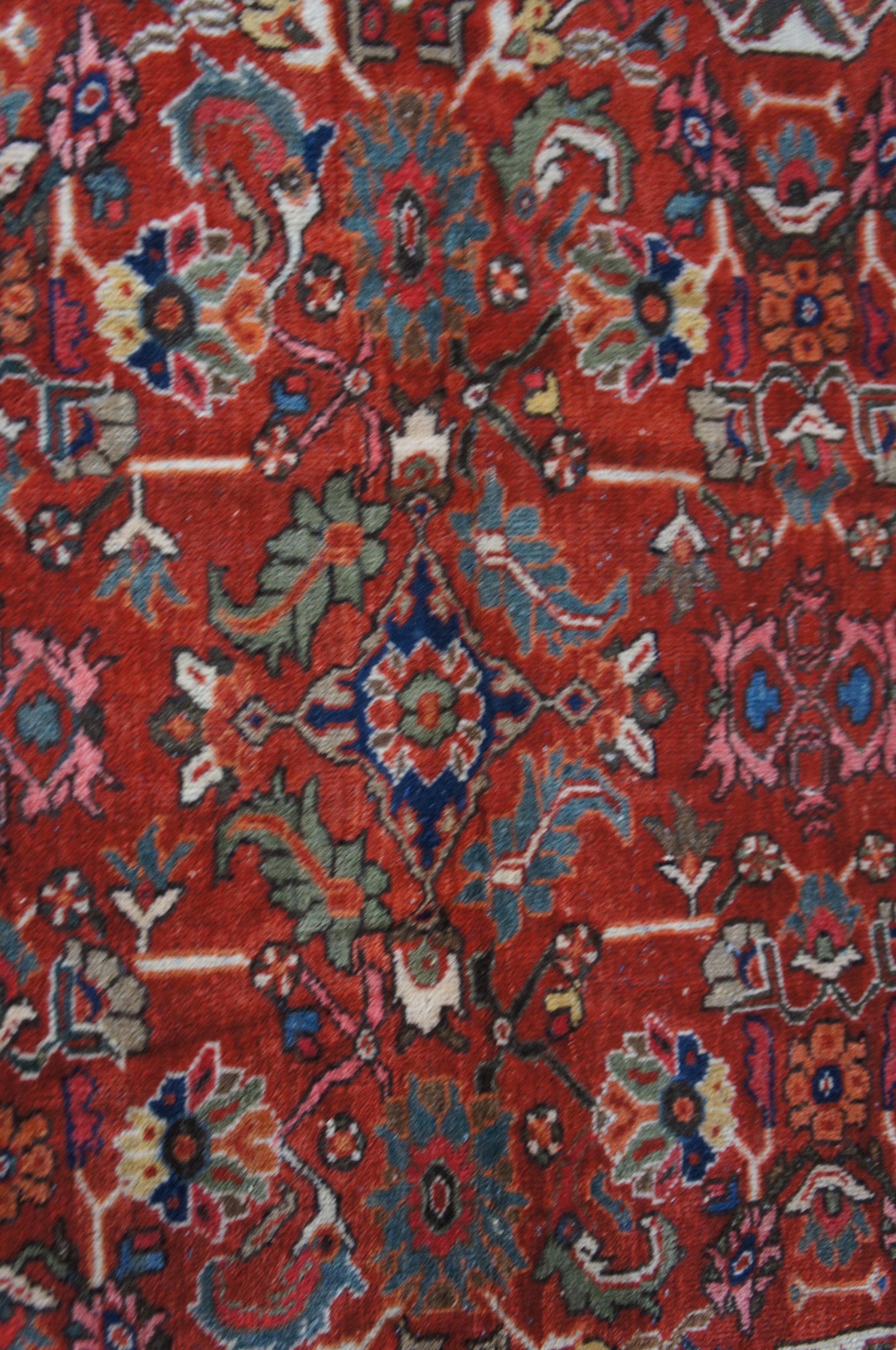 Vintage Hand geknüpft Persisch Hamadan Geometrische Wolle Bereich Teppich 10' x 14' im Angebot 3