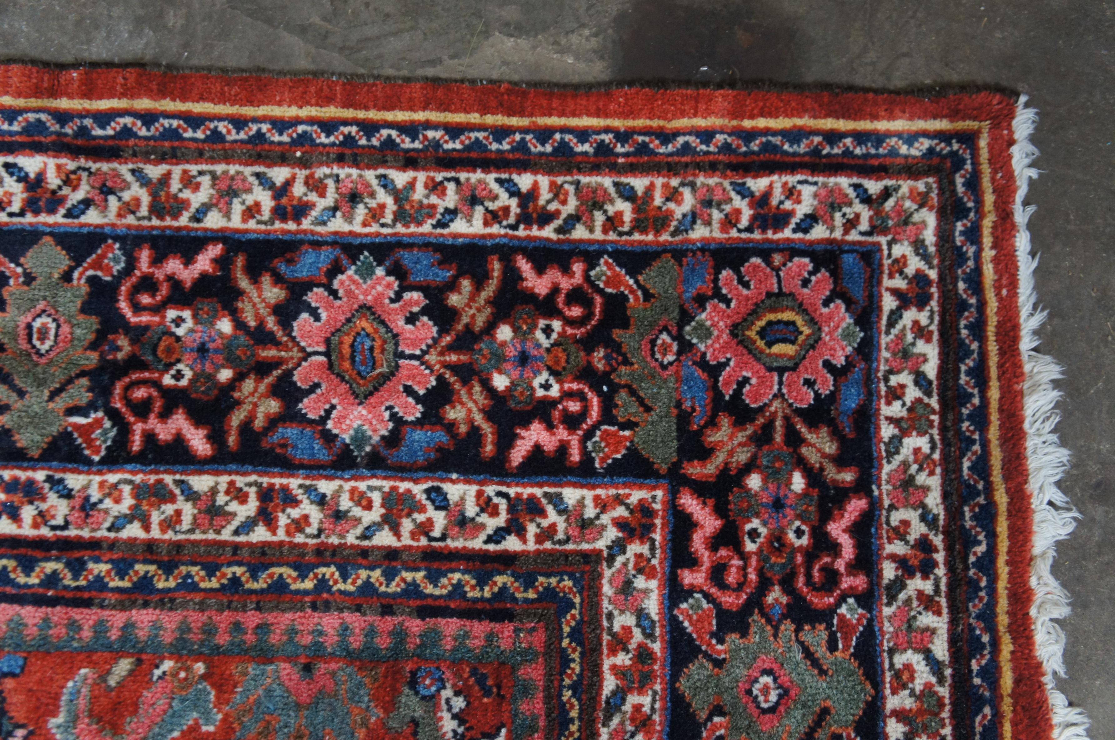 Vintage Hand geknüpft Persisch Hamadan Geometrische Wolle Bereich Teppich 10' x 14' im Angebot 5