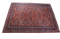 Vintage Hand Knotted Persian Hamadan Geometric Wool Area Rug Carpet 10' x 14'