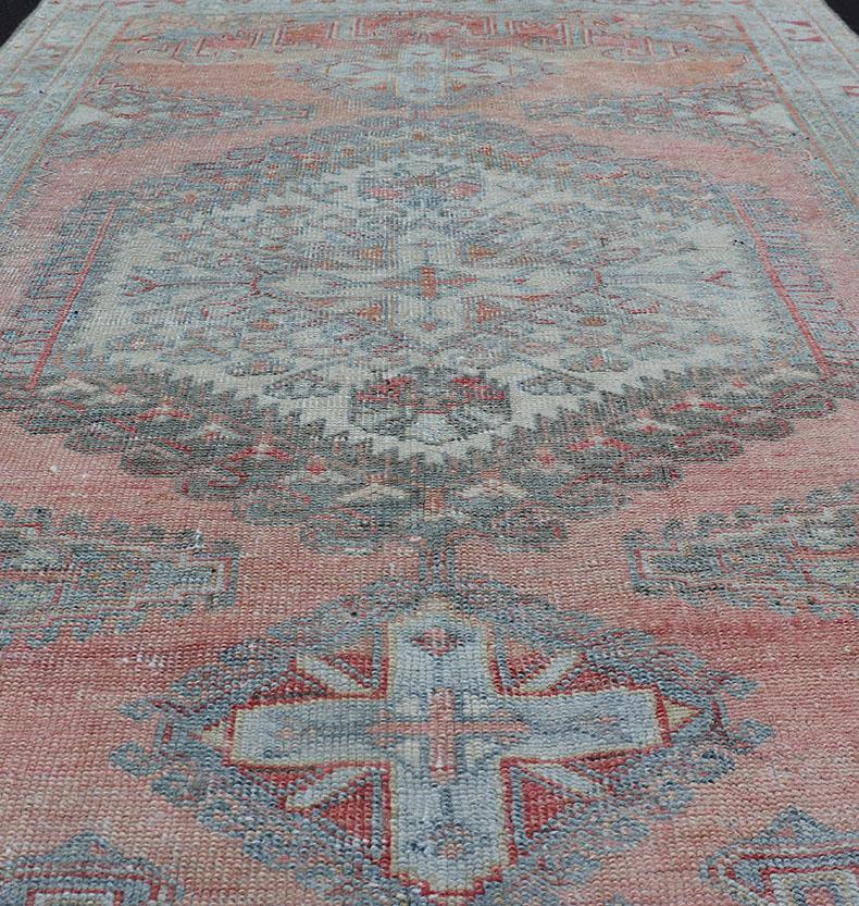 20th Century Vintage Hand-Knotted Persian Hamadan Rug with Sub-Geometric Medallion Design For Sale