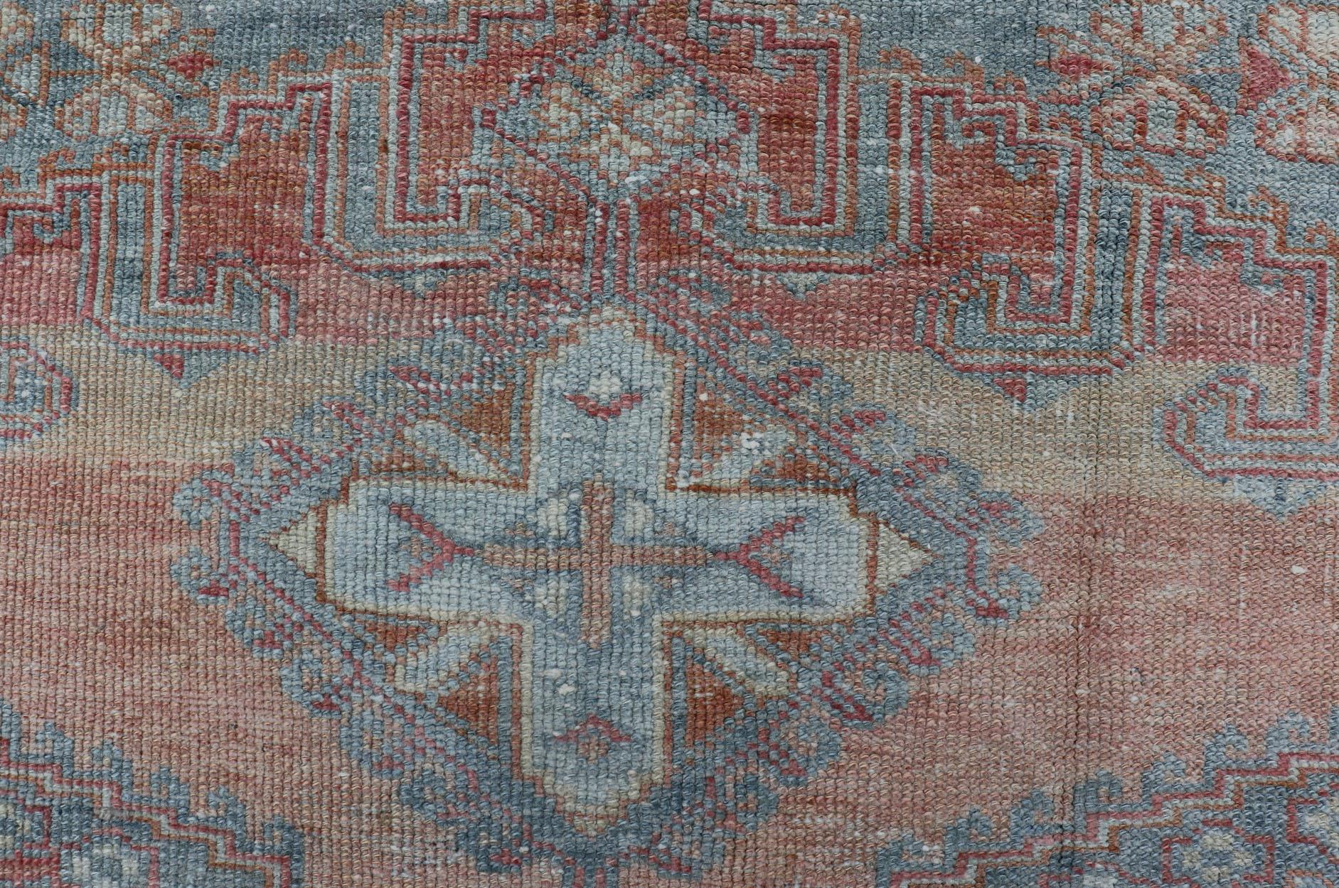 Vintage Hand-Knotted Persian Hamadan Rug with Sub-Geometric Medallion Design For Sale 1