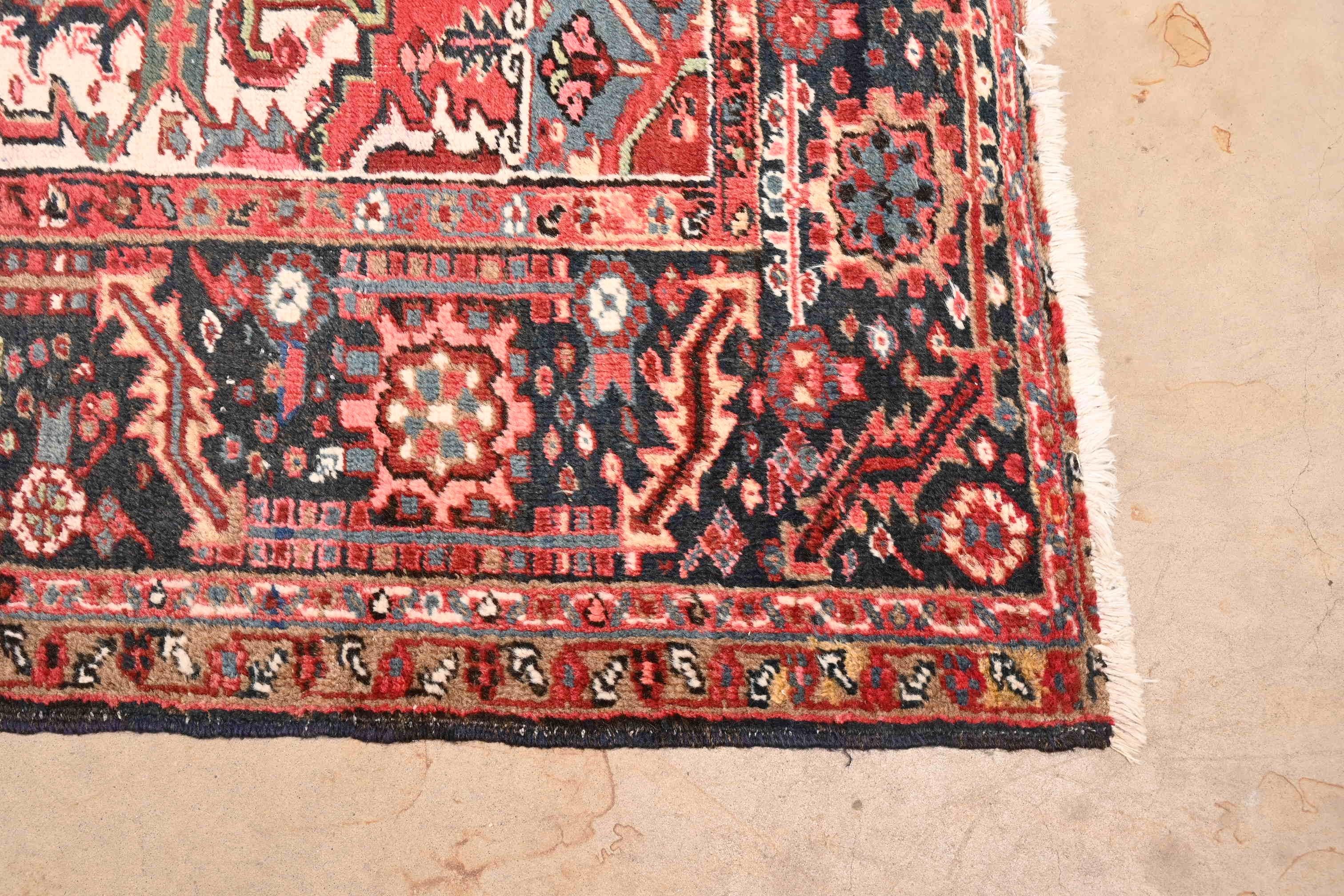 Wool Vintage Hand Knotted Persian Heriz Room Size Rug, circa 1940s For Sale