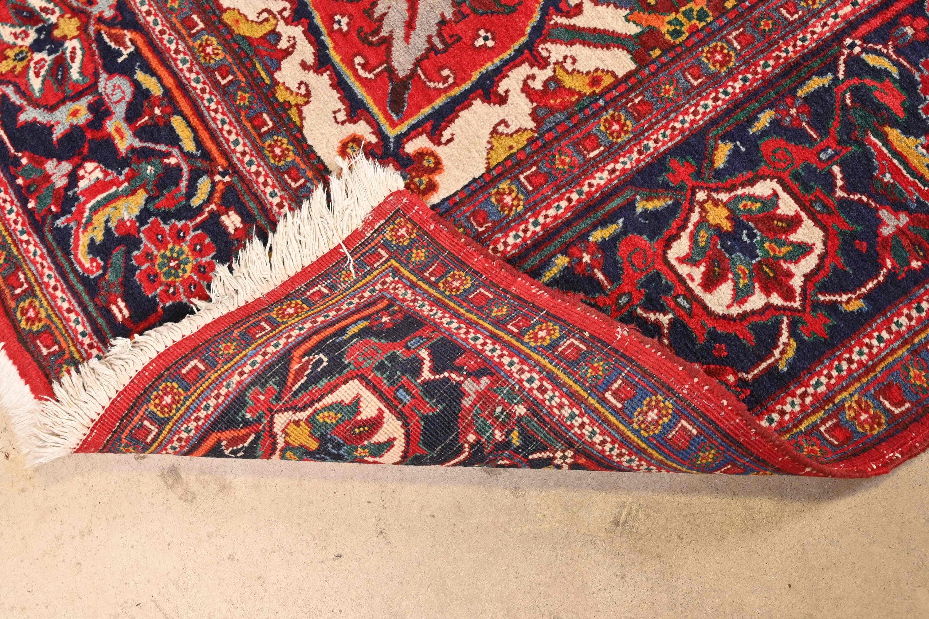Vintage Hand-Knotted Persian Heriz Room Size Rug For Sale 3