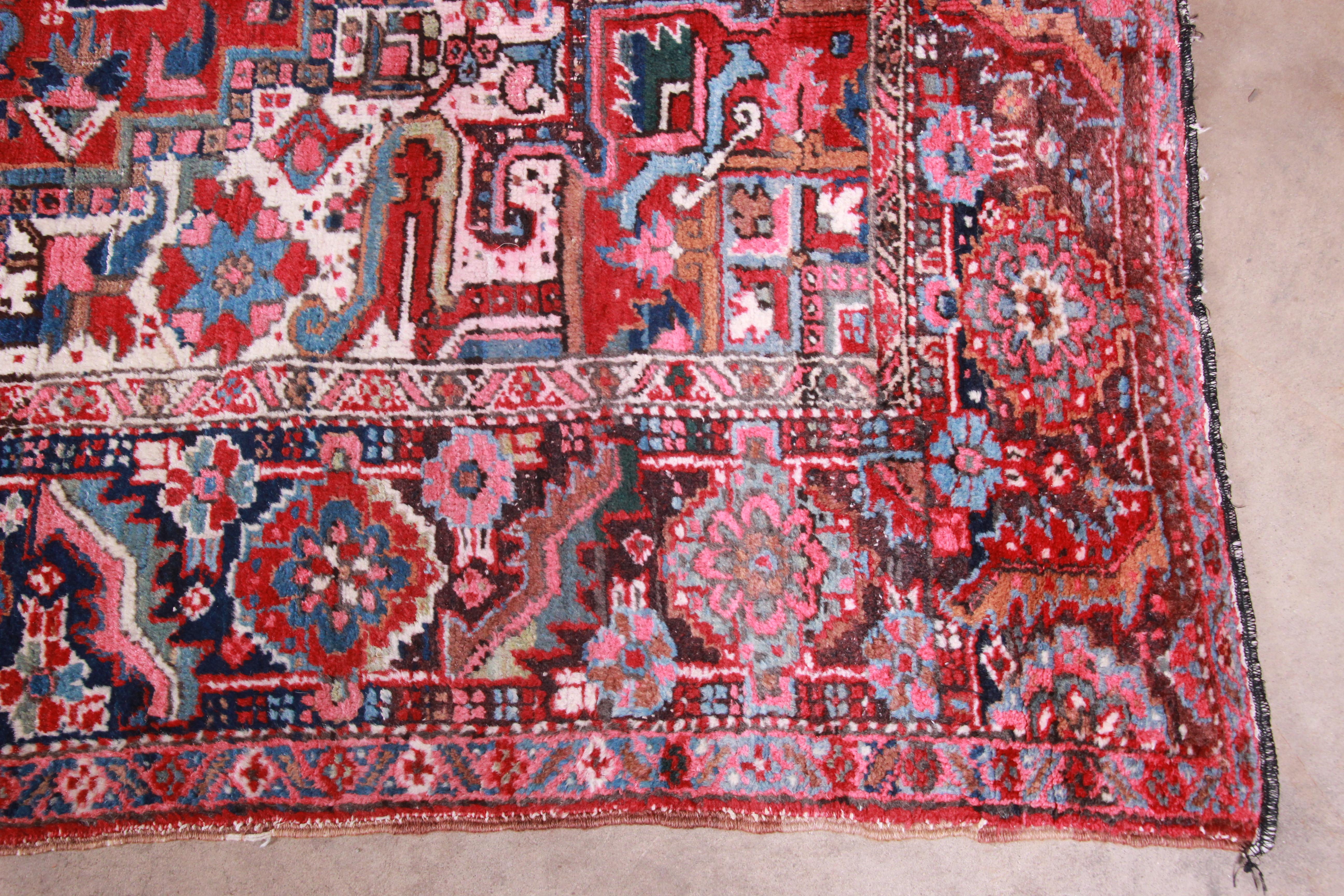 Vintage Hand Knotted Persian Heriz Rug, circa 1940s 1