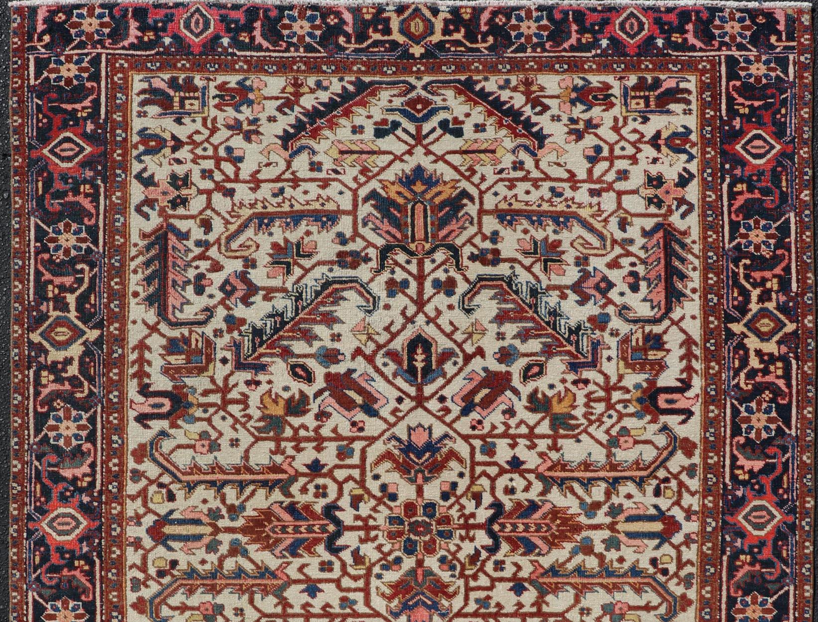 Vintage Hand-Knotted Persian Heriz Rug in Wool with Sub-Geometric Design. Hand-Knotted Heriz Rug with All-Over Design, Keivan Woven Arts; rug EMB-9591-P13516, country of origin / type: Iran / Heriz, circa 1940.

Measures: 6'4 x 8'9.  

             