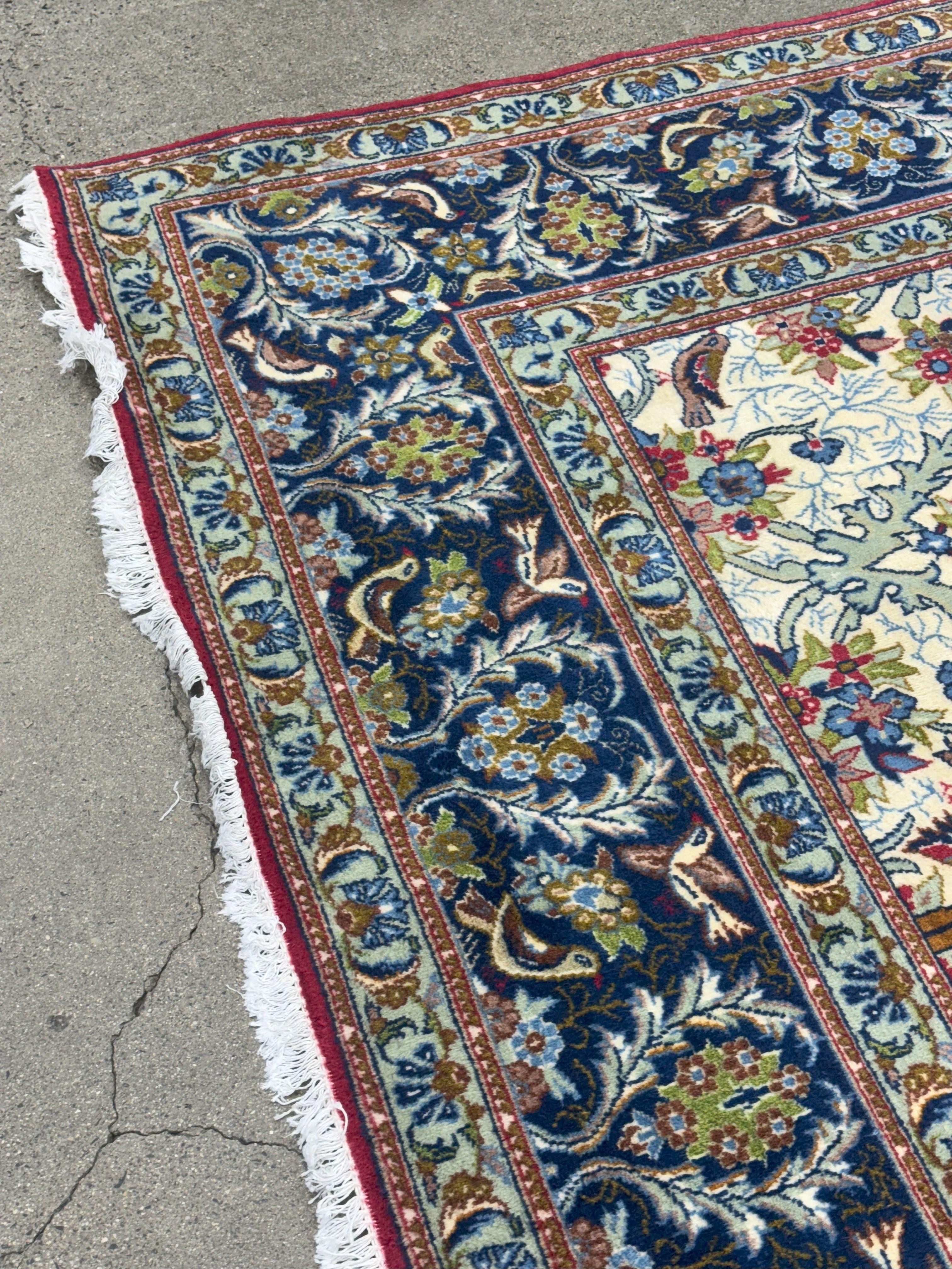 Wool Fine Antique Hand-Knotted Persian Isfahan Room-Sized Rug — 11' x 15'9 For Sale