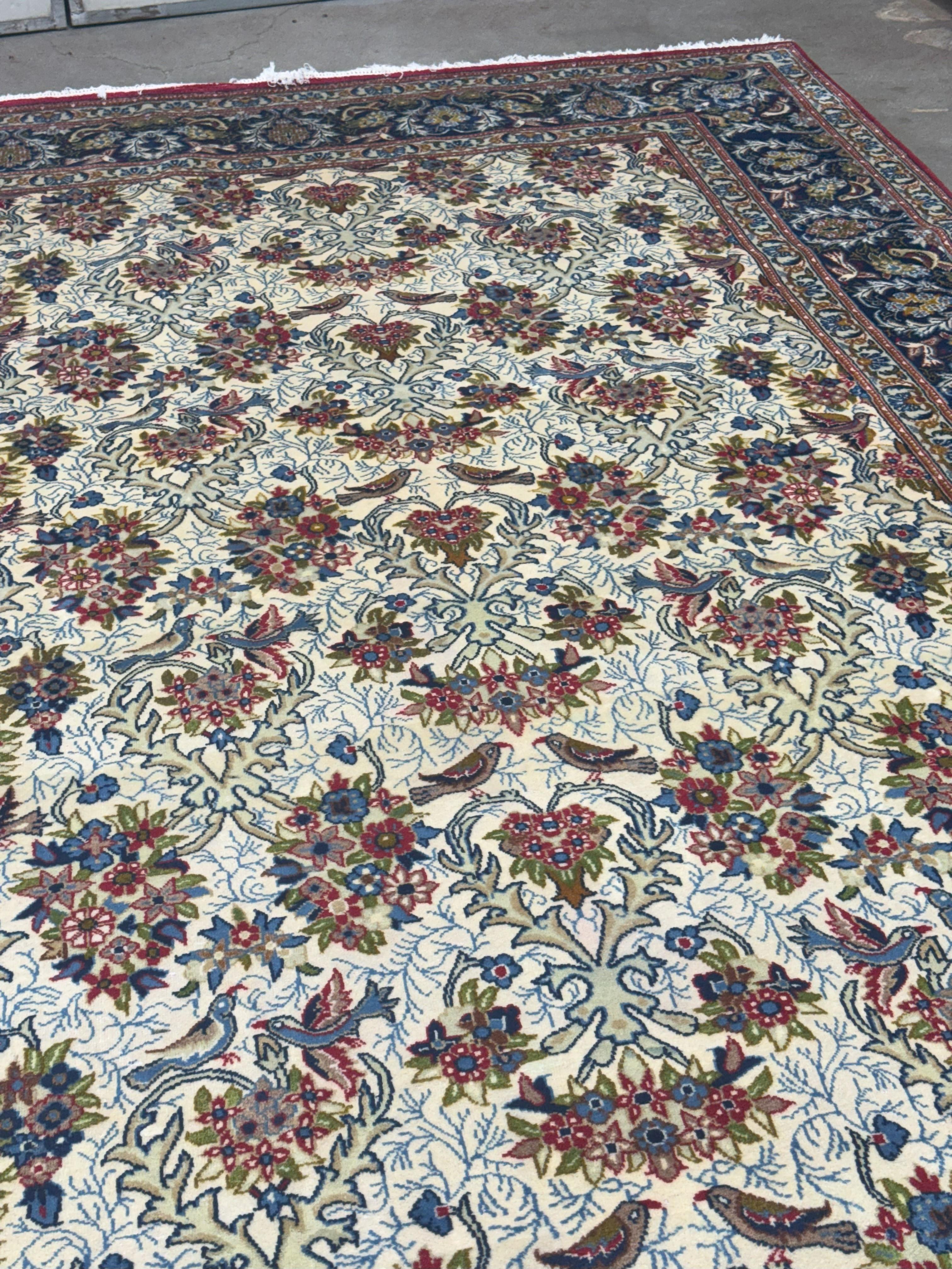 Fine Antique Hand-Knotted Persian Isfahan Room-Sized Rug — 11' x 15'9 For Sale 2