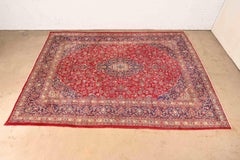 Vintage Hand-Knotted Persian Kashan Room Size Rug