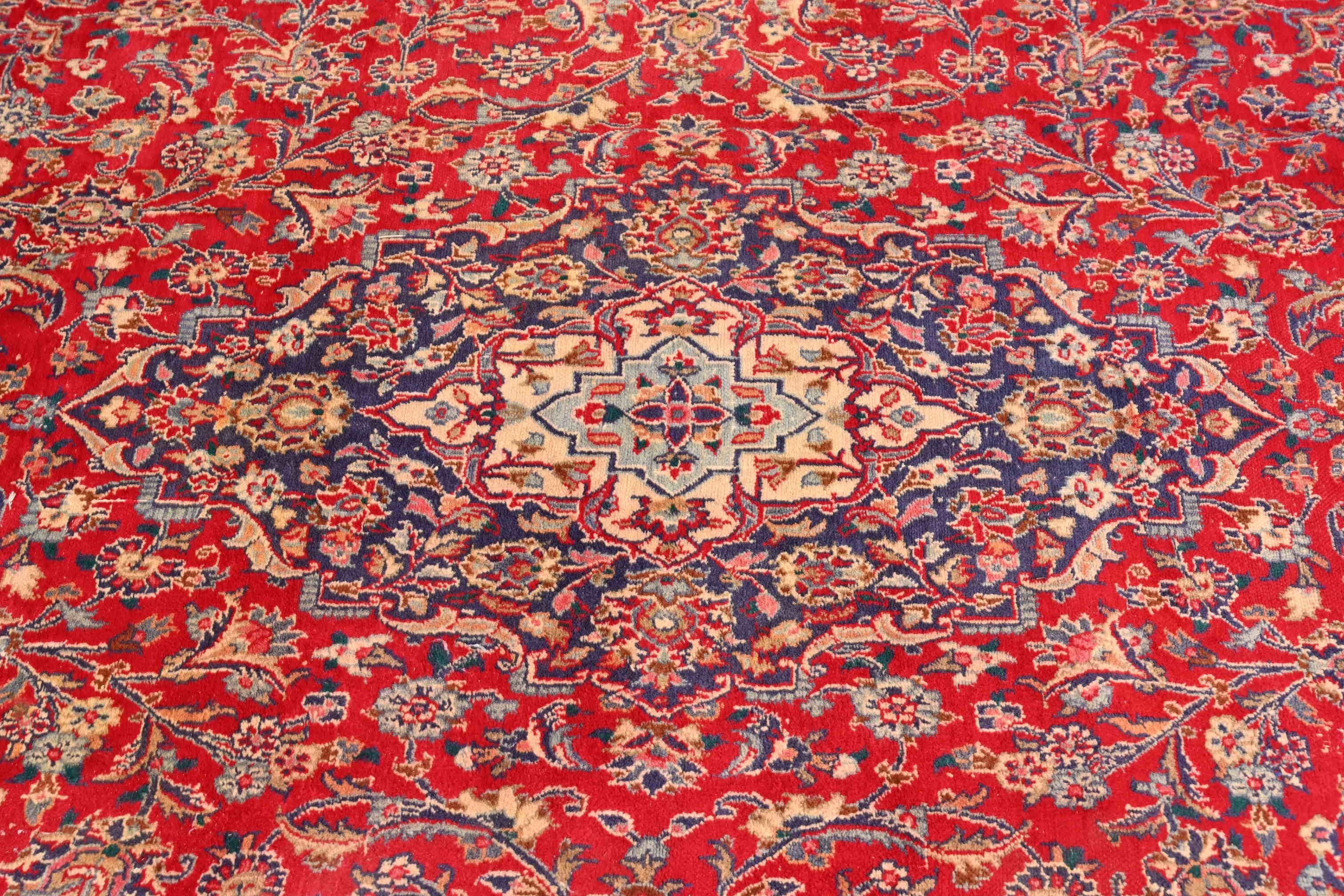 20th Century Vintage Hand-Knotted Persian Kashan Room Size Rug For Sale