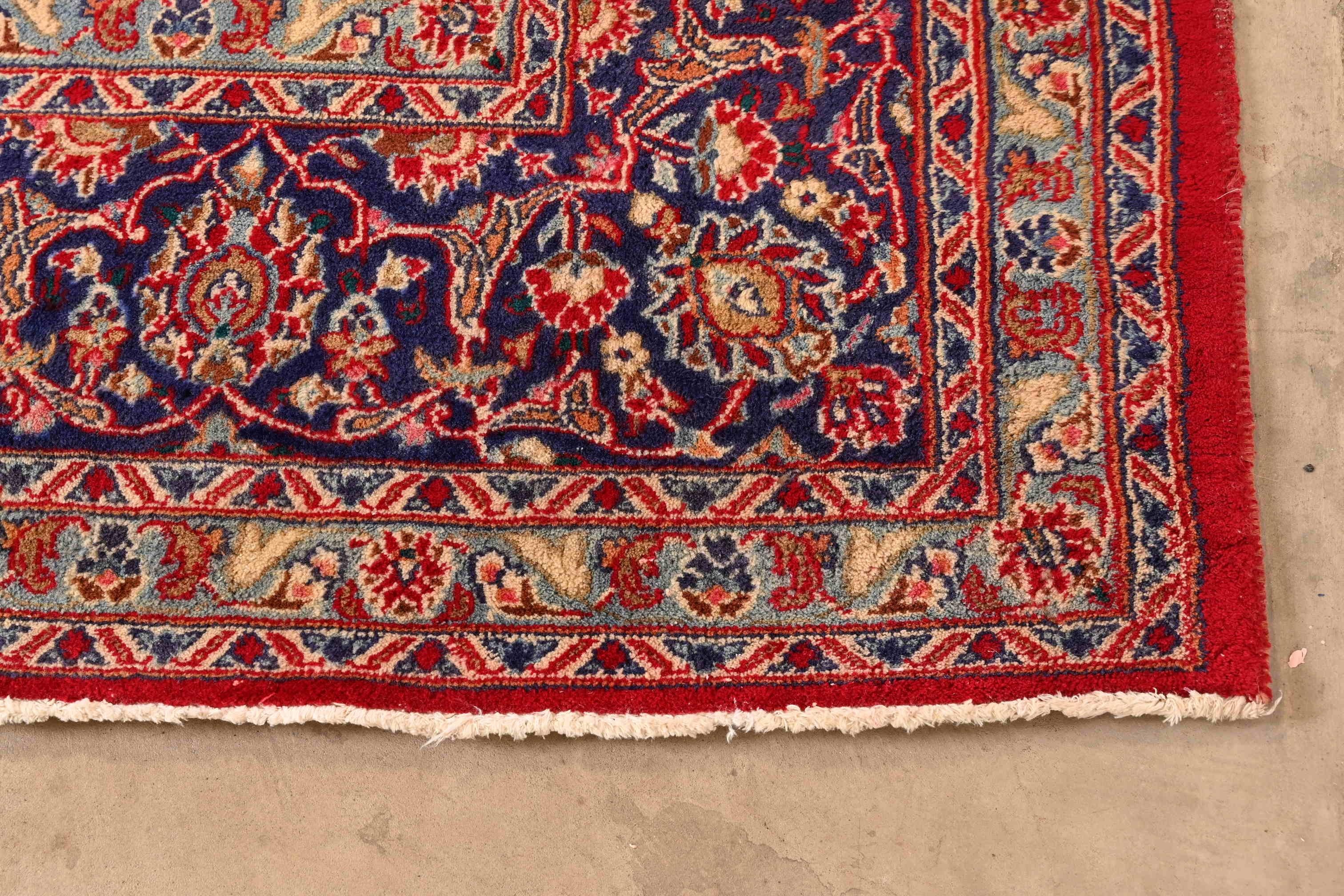Vintage Hand-Knotted Persian Kashan Room Size Rug For Sale 2