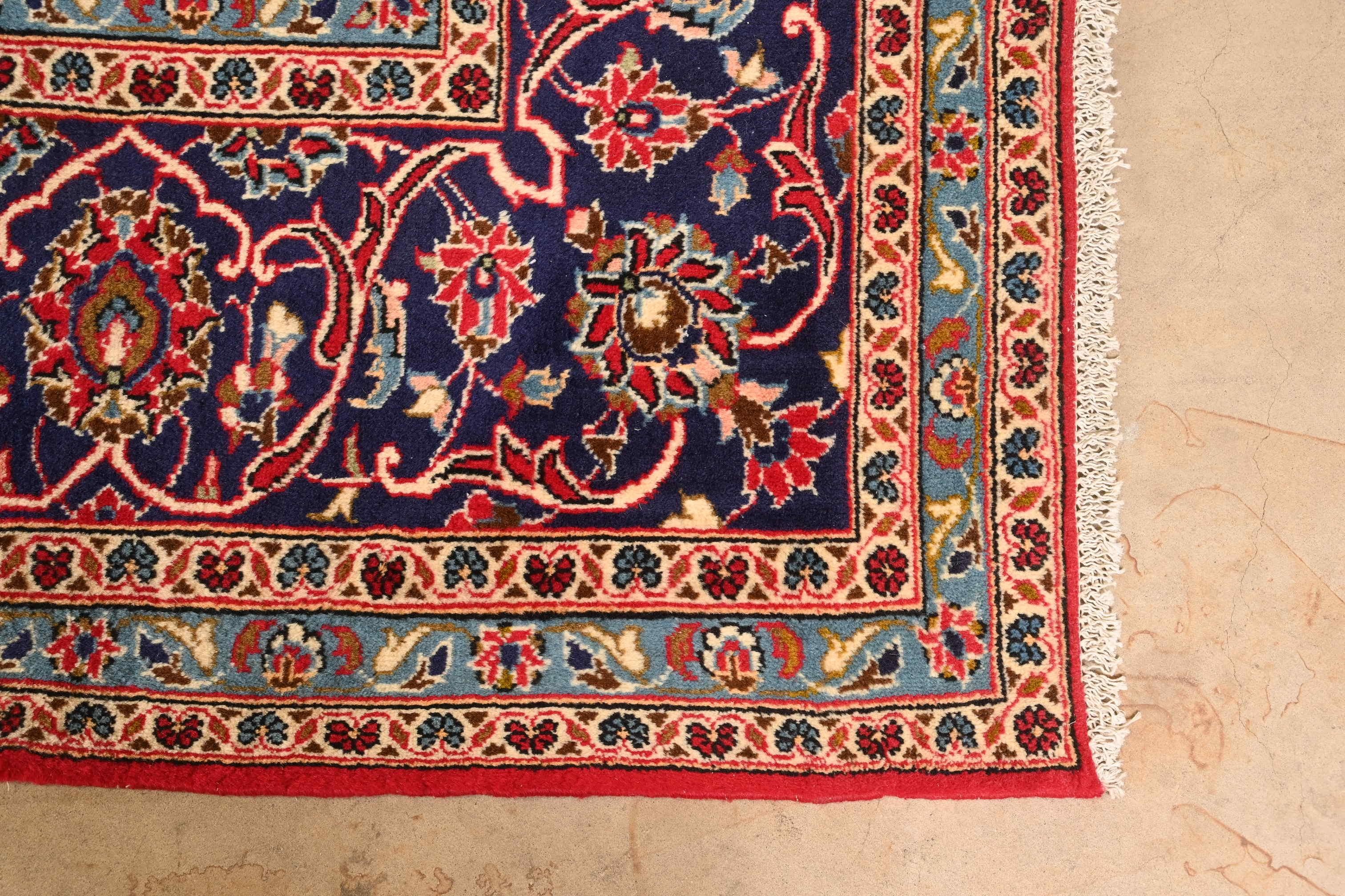 Vintage Handgeknüpft Persisch Kashan Zimmer Größe Wolle Bereich Teppich 3