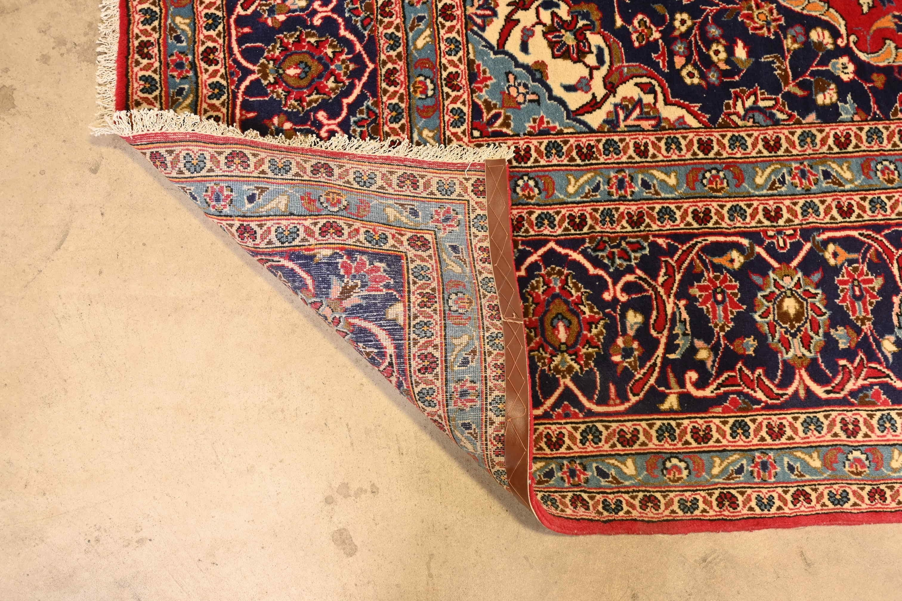 Vintage Handgeknüpft Persisch Kashan Zimmer Größe Wolle Bereich Teppich 4