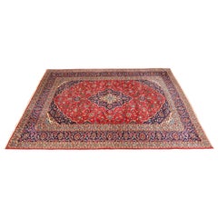 Vintage Handgeknüpft Persisch Kashan Zimmer Größe Wolle Bereich Teppich