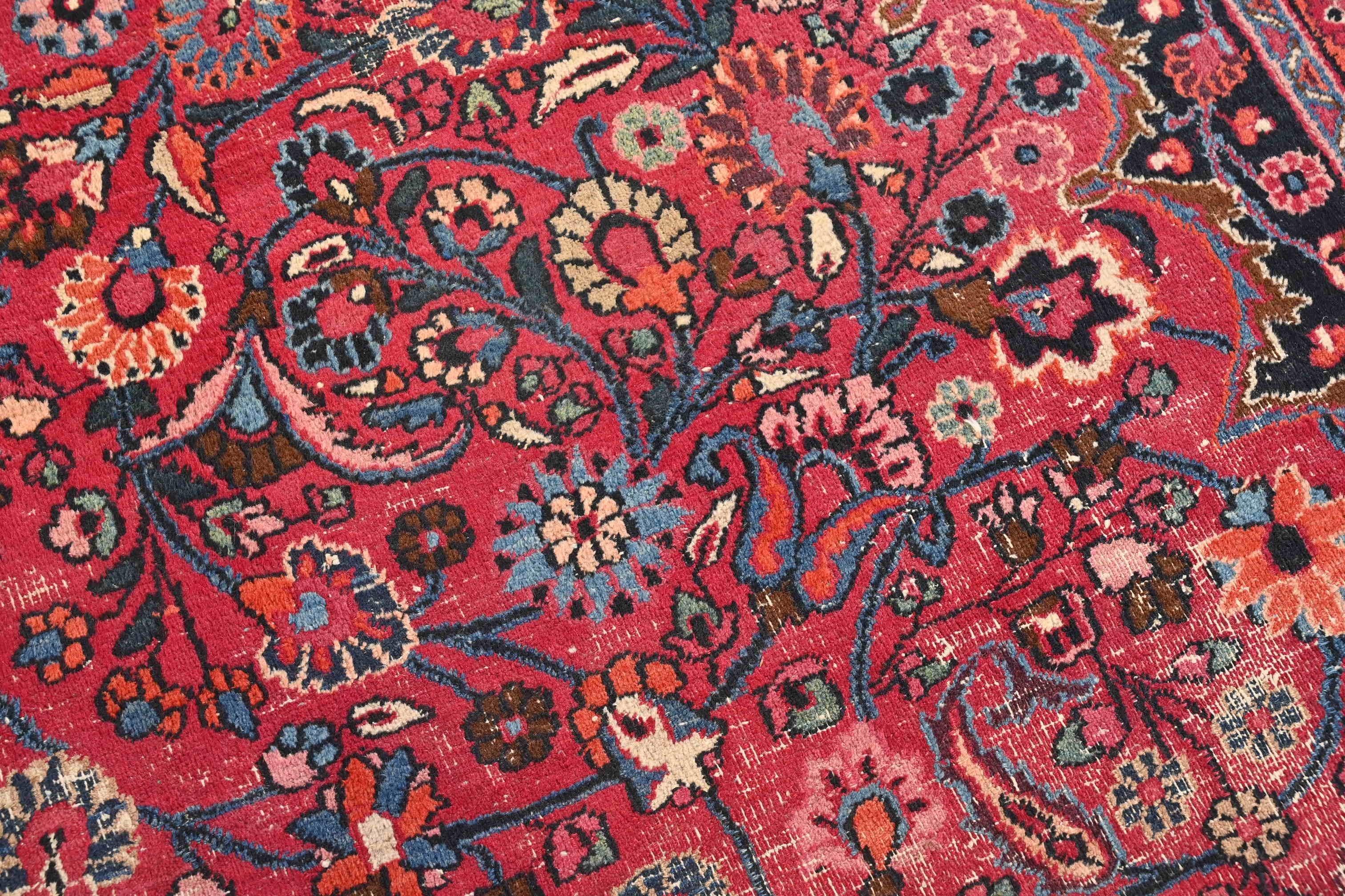 Vintage Hand-Knotted Persian Moud Room Size Wool Rug (tapis de laine) en vente 2