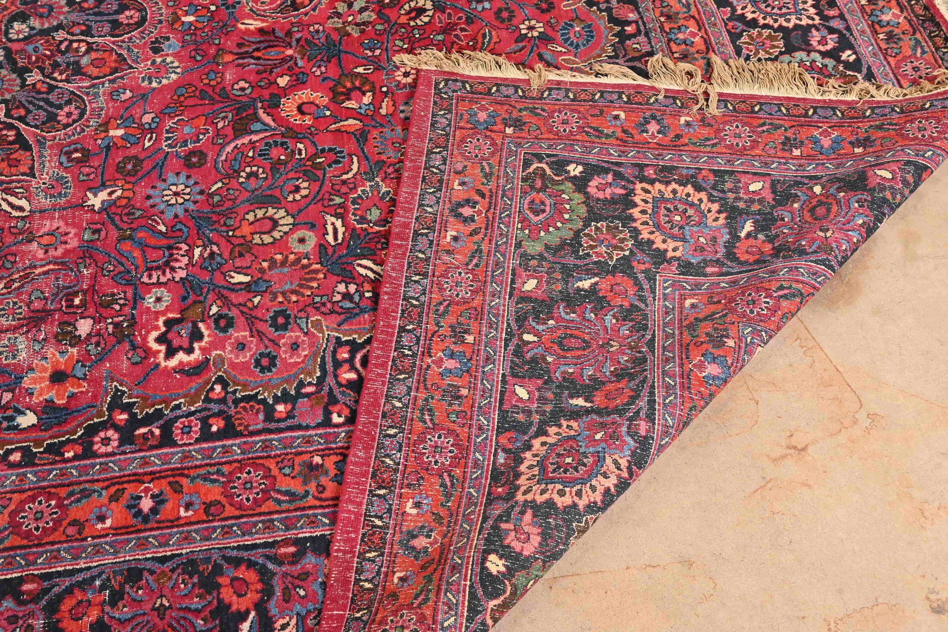 Vintage Hand-Knotted Persian Moud Room Size Wool Rug (tapis de laine) en vente 3