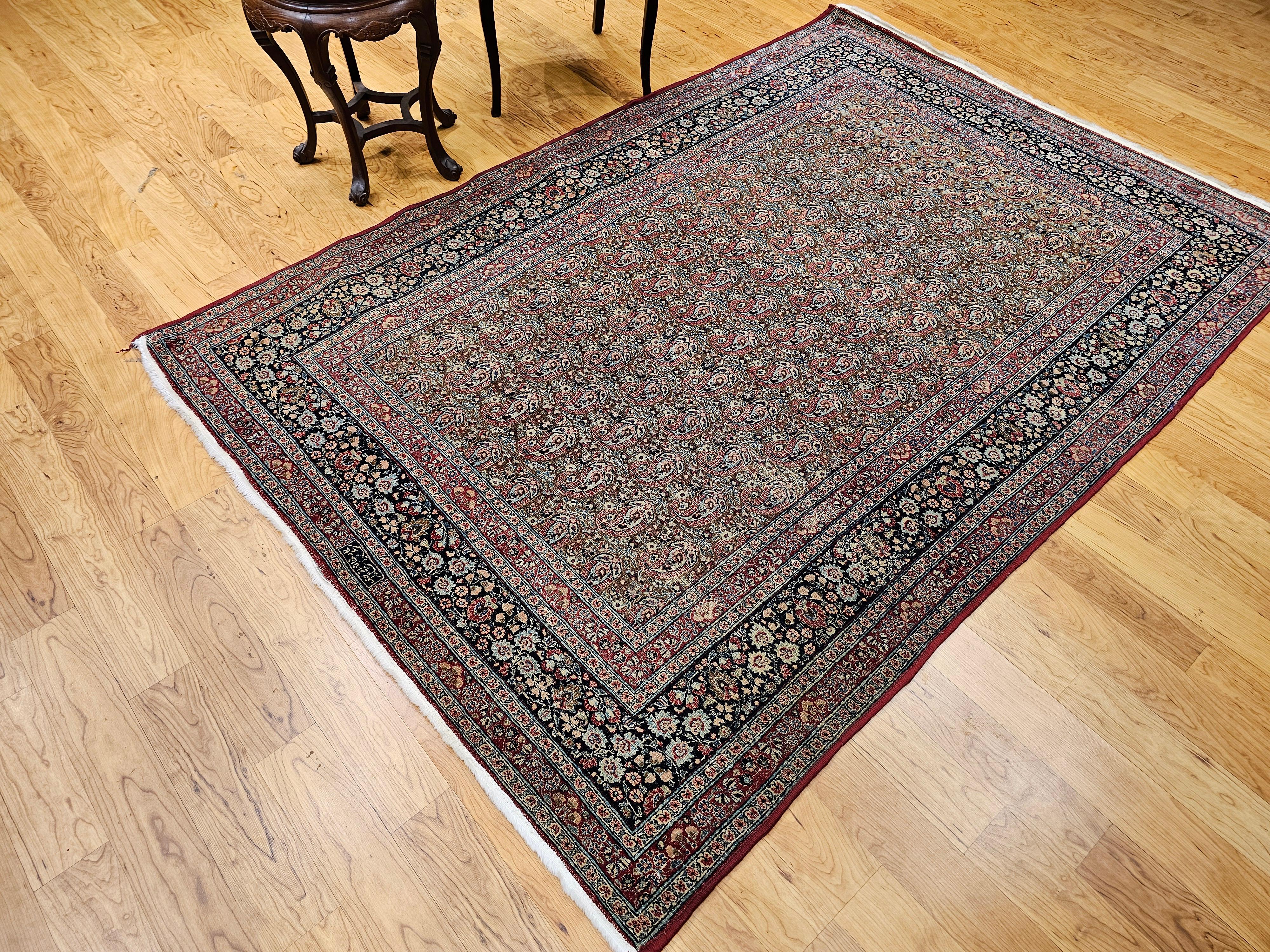 Persischer Qum-Teppich im Vintage-Stil in dunklem Taupe in Allover-Muster im Angebot 8