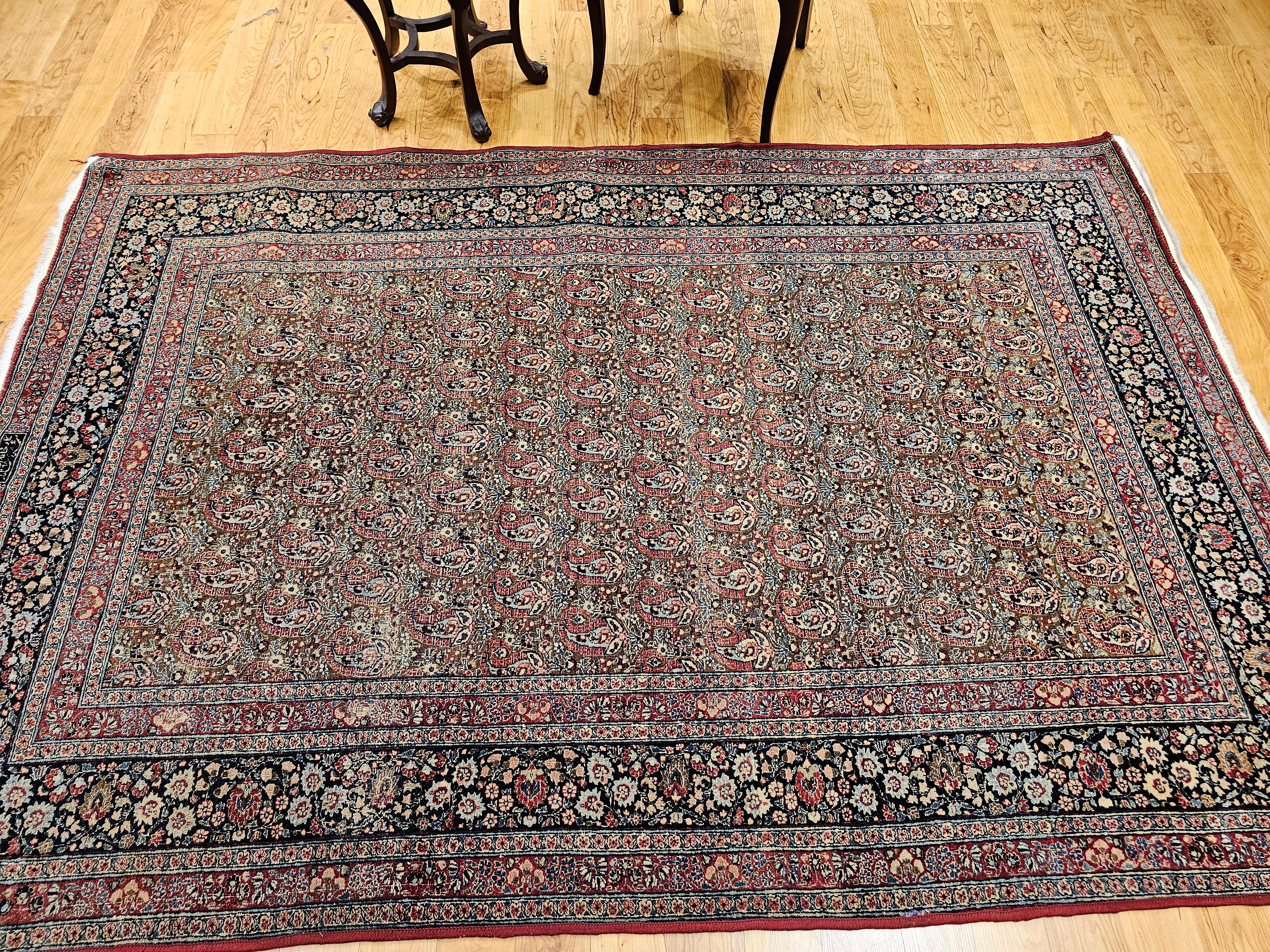 Persischer Qum-Teppich im Vintage-Stil in dunklem Taupe in Allover-Muster im Angebot 9