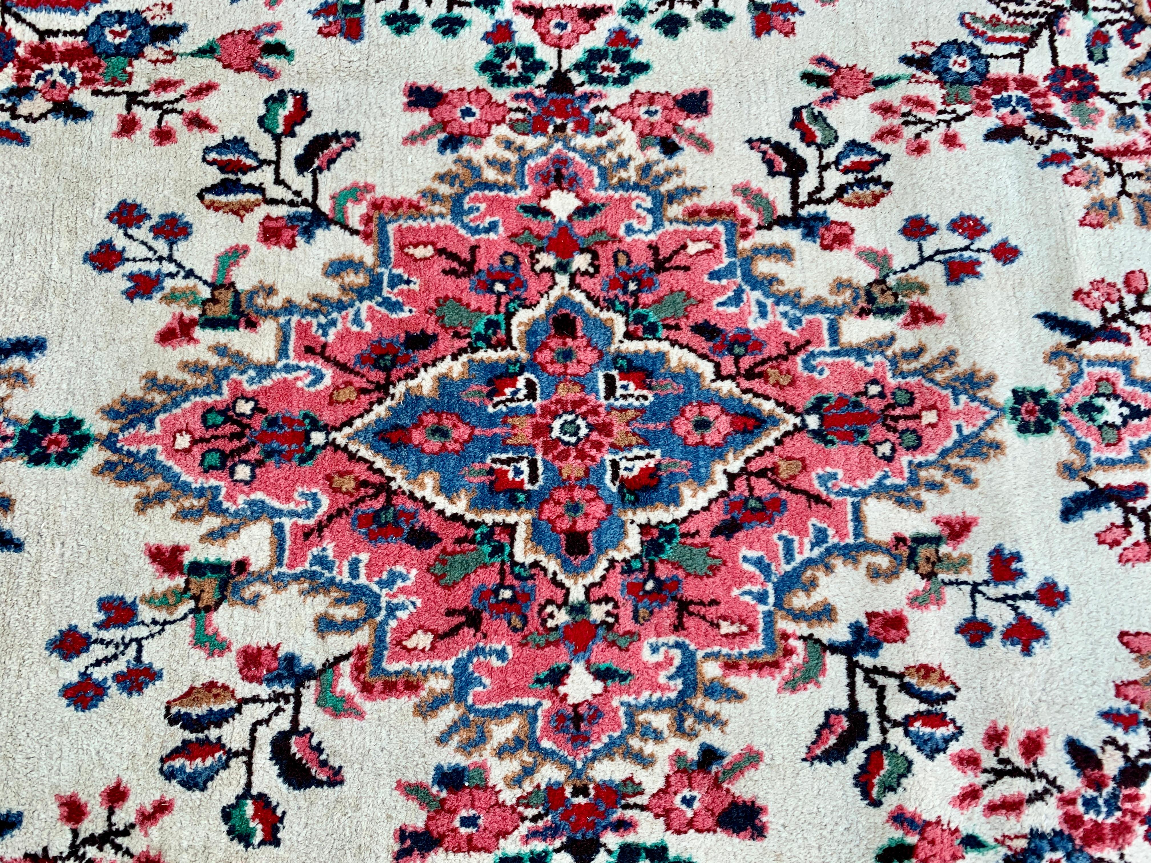 Vintage Hand-Knotted Persian Room Size Wool Rug For Sale 5