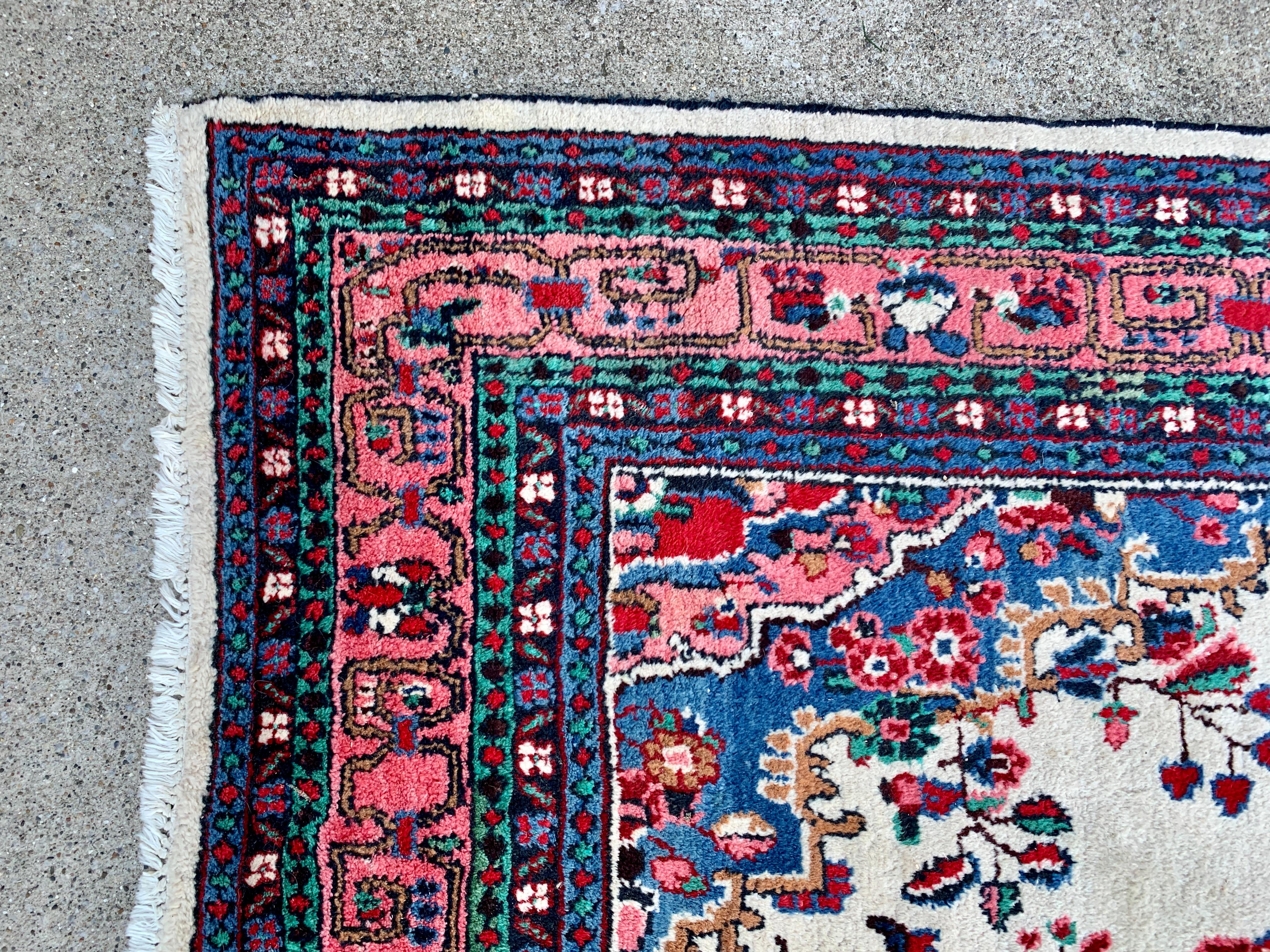 Vintage Hand-Knotted Persian Room Size Wool Rug For Sale 6