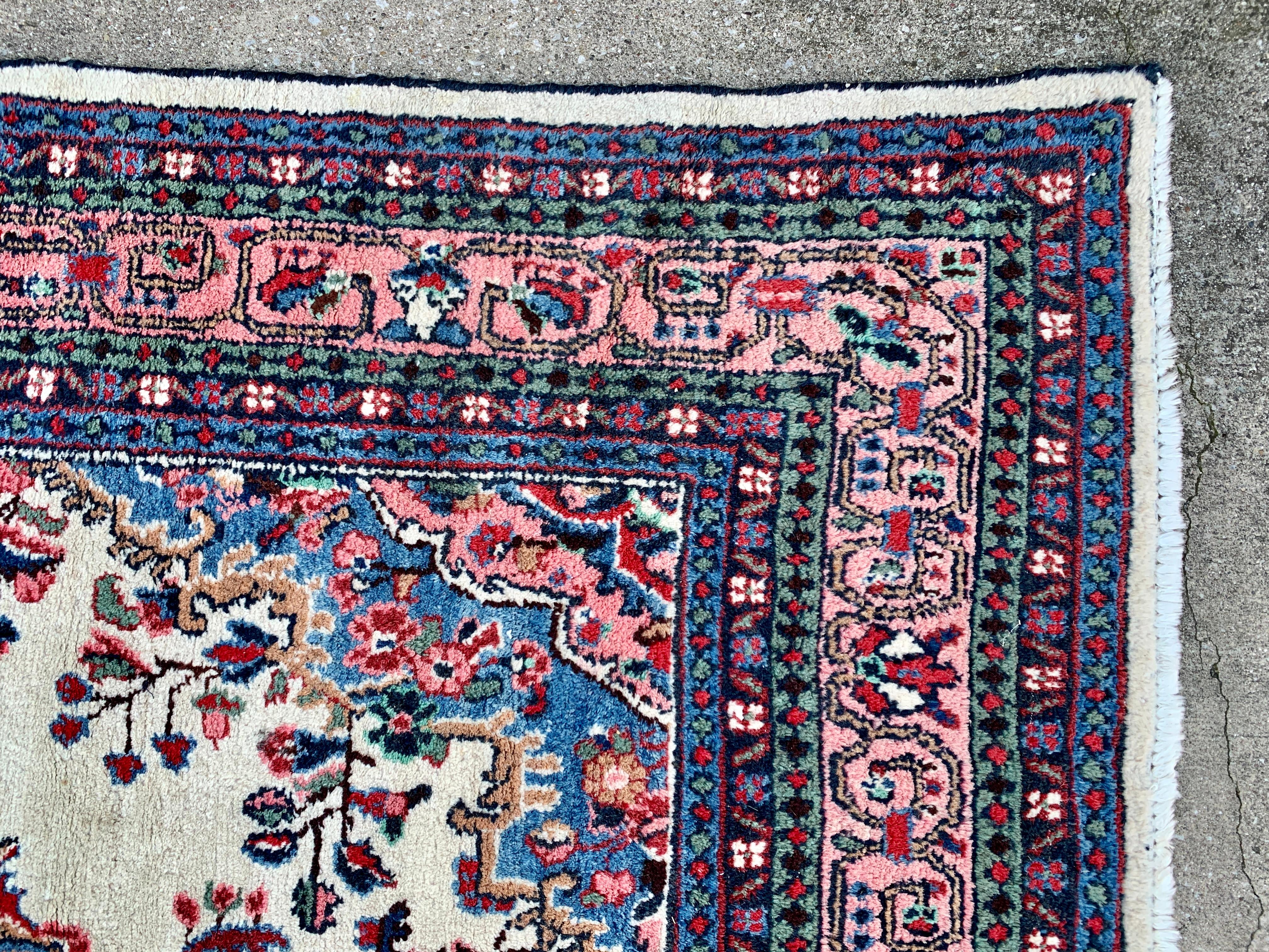 Vintage Hand-Knotted Persian Room Size Wool Rug For Sale 7