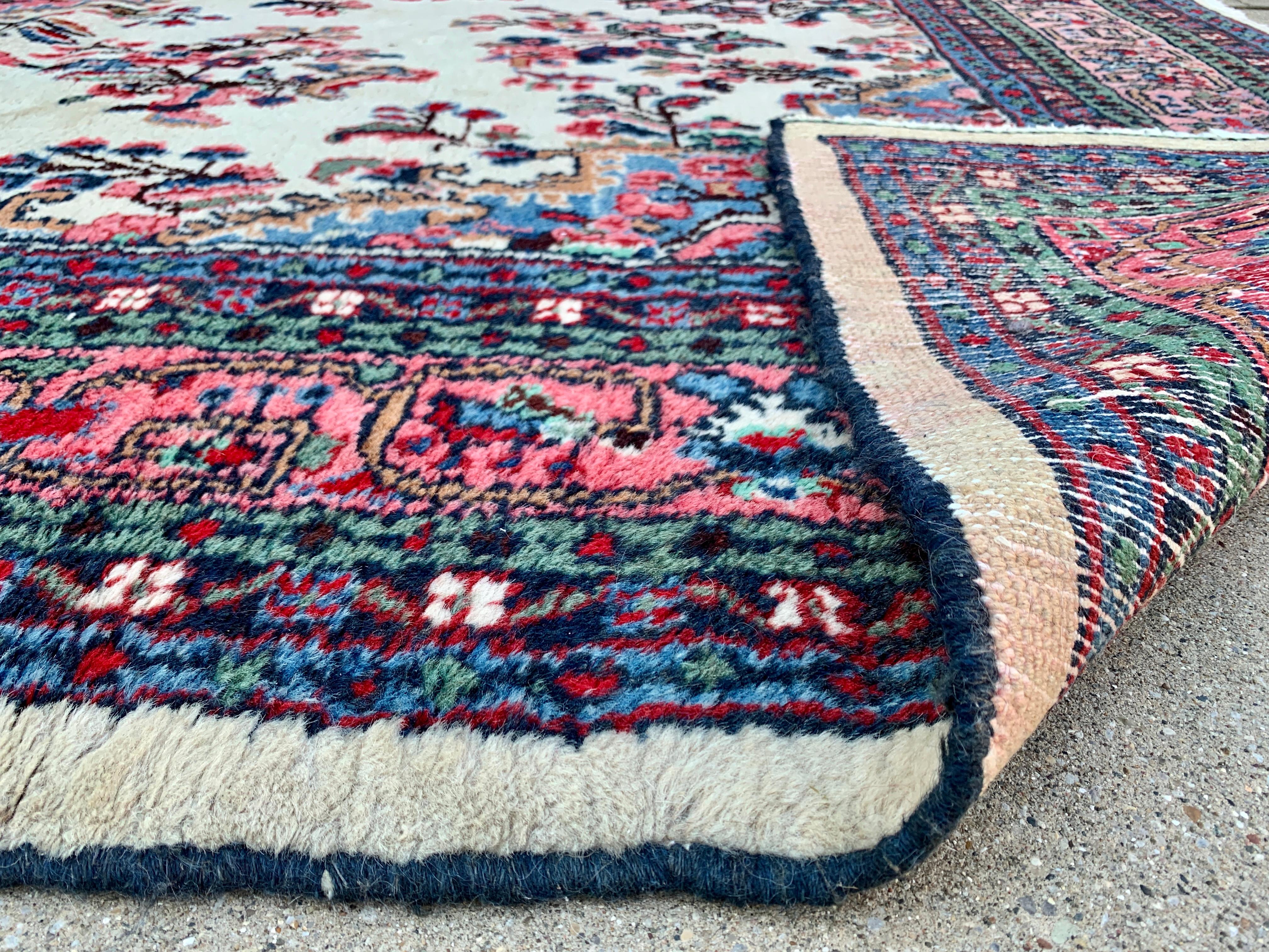 Vintage Hand-Knotted Persian Room Size Wool Rug For Sale 10