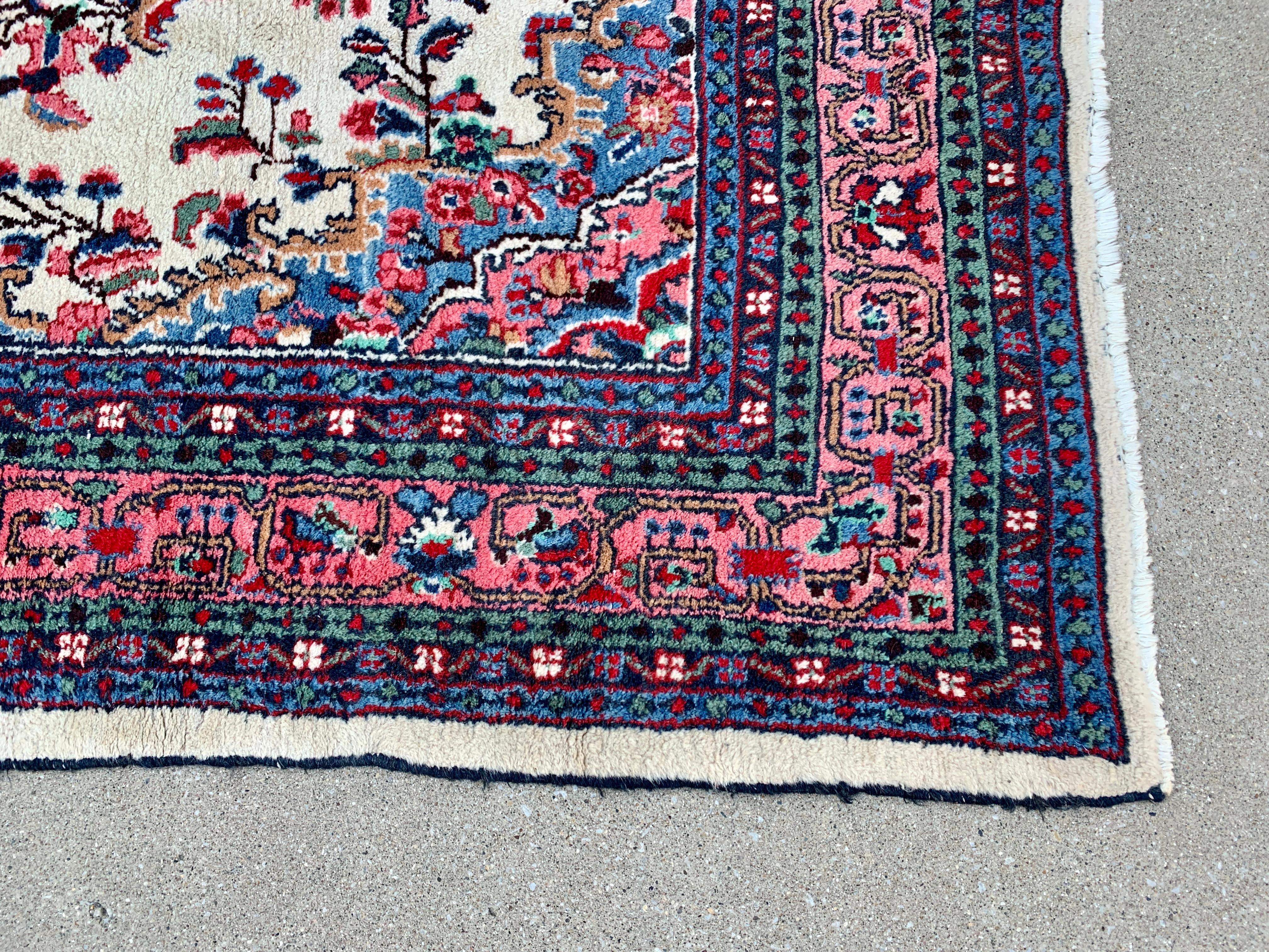 Vintage Hand-Knotted Persian Room Size Wool Rug For Sale 2