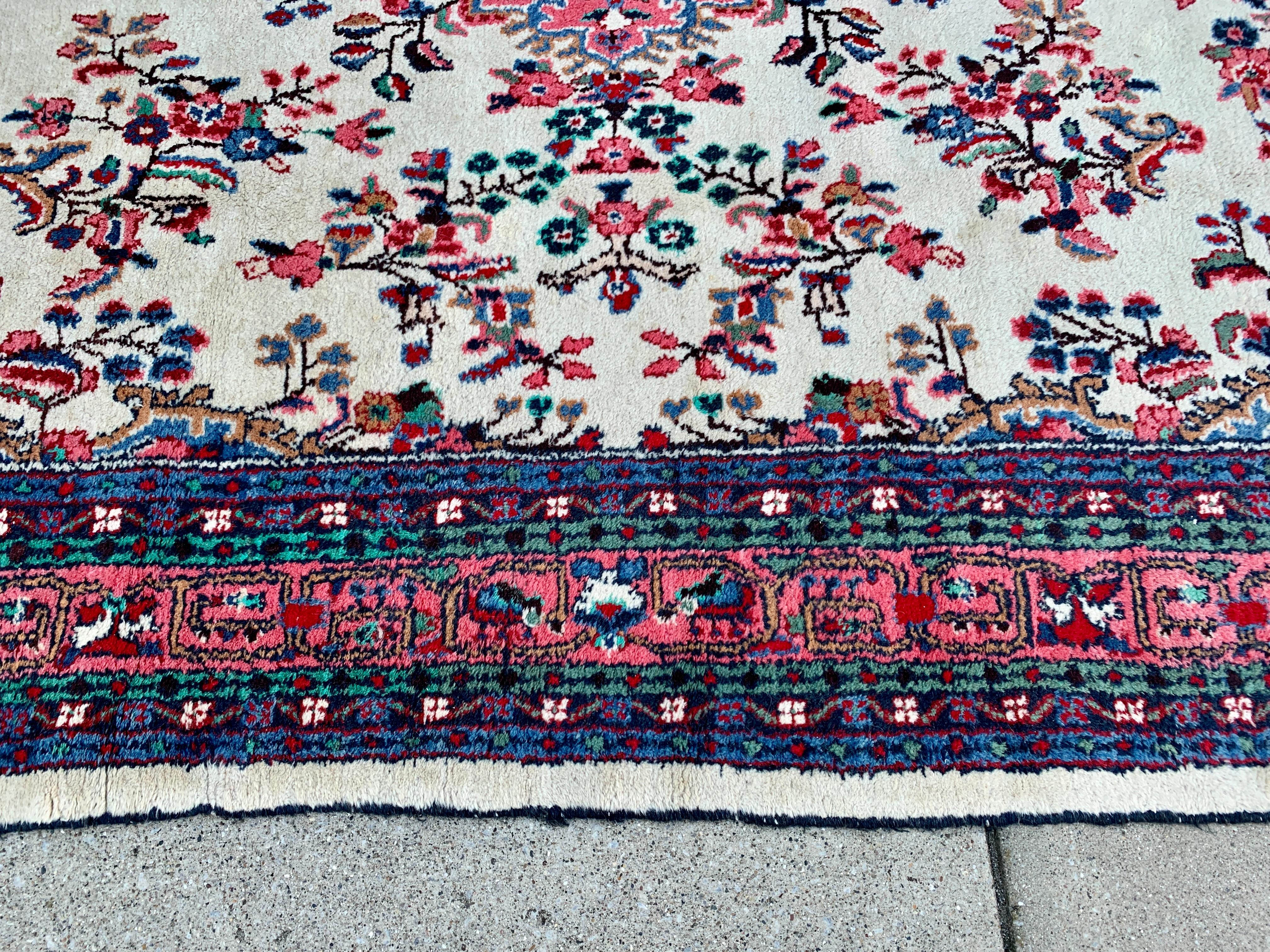 Vintage Hand-Knotted Persian Room Size Wool Rug For Sale 3