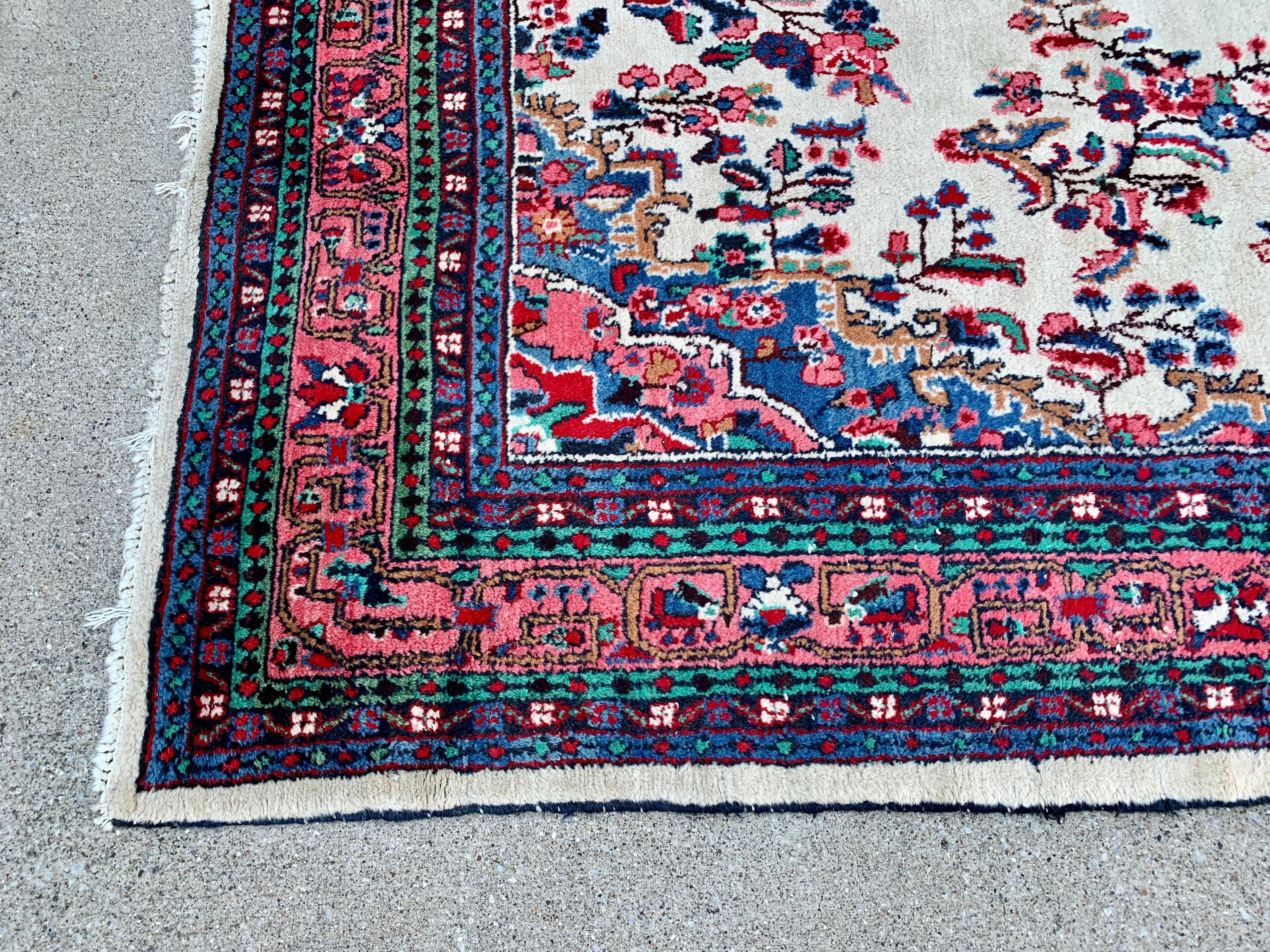 Vintage Hand-Knotted Persian Room Size Wool Rug For Sale 4