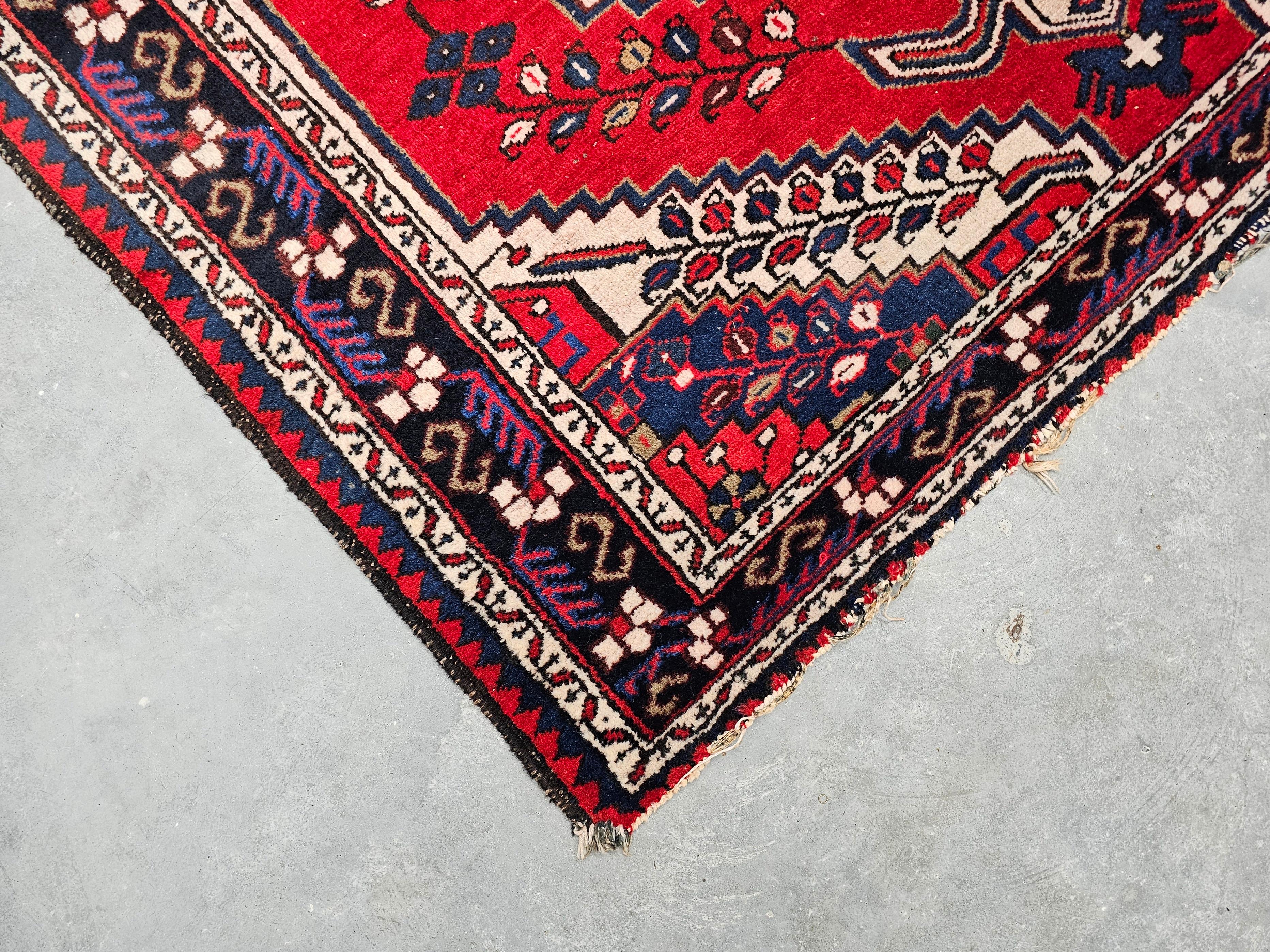 Laine Tapis persan Afshar noué à la main présentant un motif géométrique, Iran, années 1930 en vente