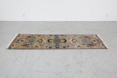 Vintage Hand-Knotted Persian Wool Runner with Floral Design