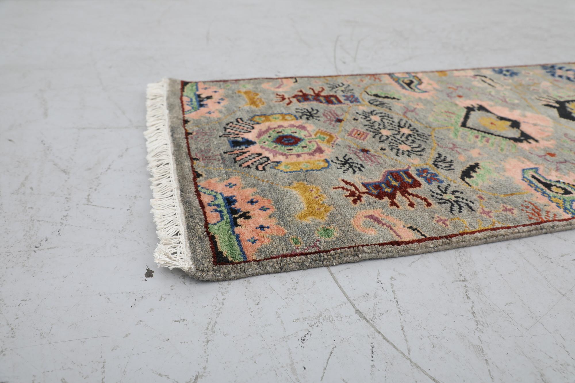 Asian Vintage Hand-Knotted Persian Runner with Floral Design For Sale