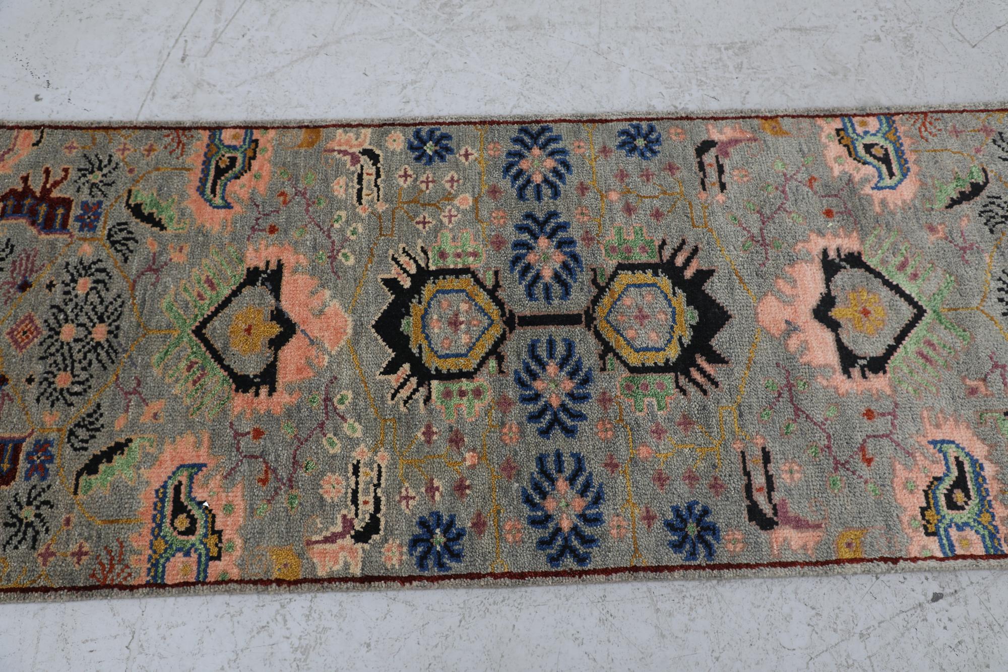 Vintage Hand-Knotted Persian Runner with Floral Design In Good Condition For Sale In Los Angeles, CA