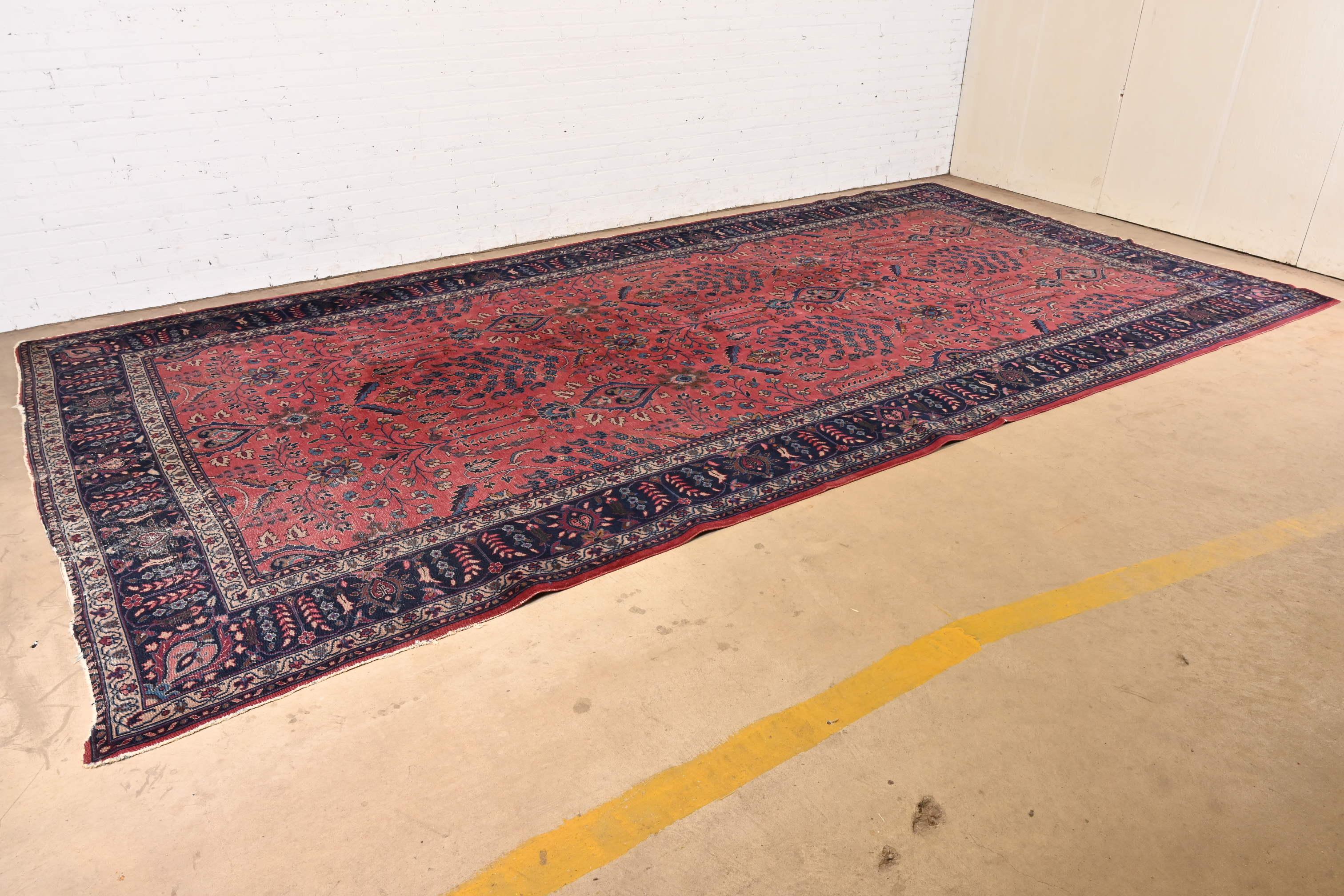 Vintage Hand-Knotted Persian Sarouk Palace Size Rug, Circa 1940s In Good Condition For Sale In South Bend, IN