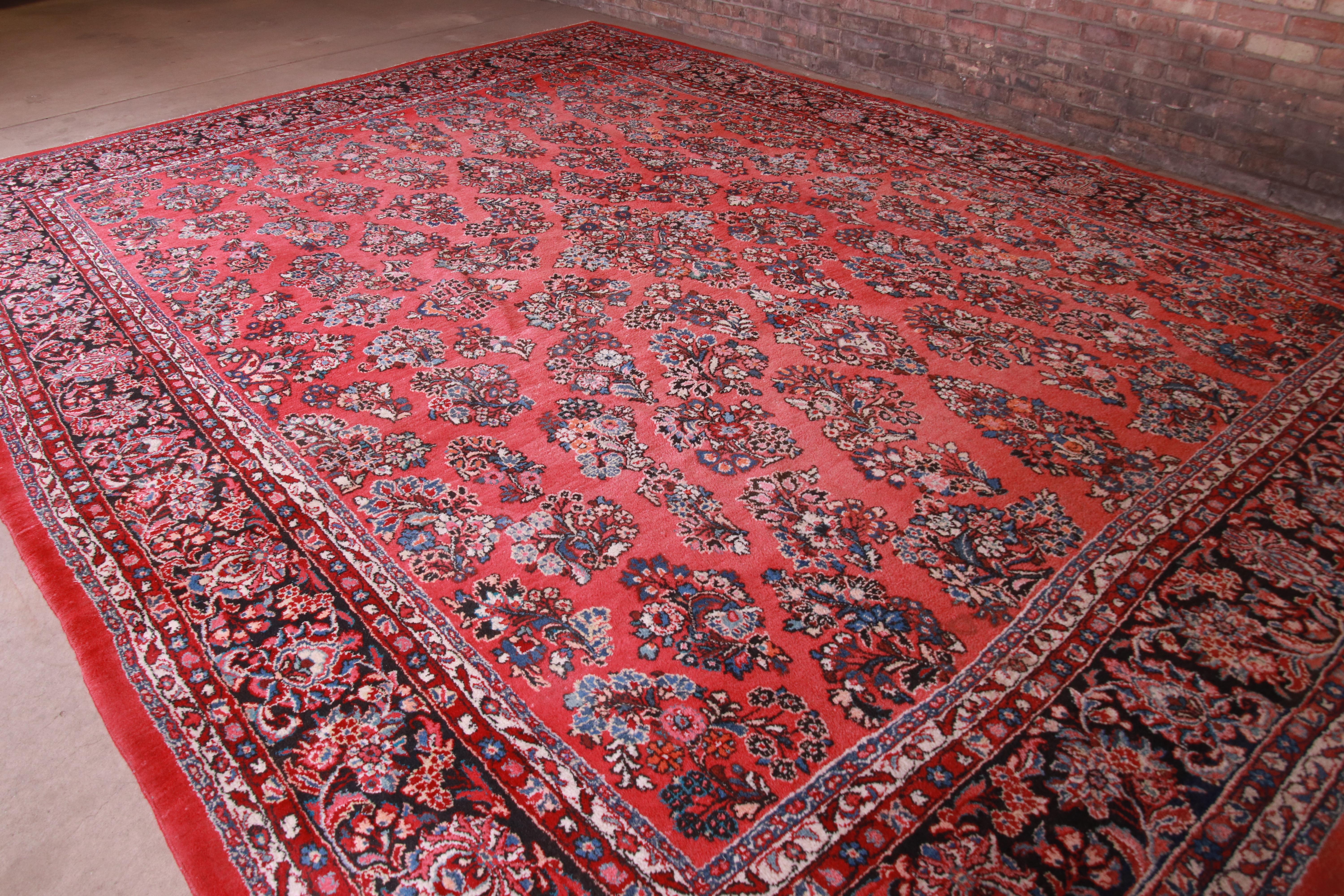 20th Century Vintage Hand-Knotted Persian Sarouk Room Size Rug
