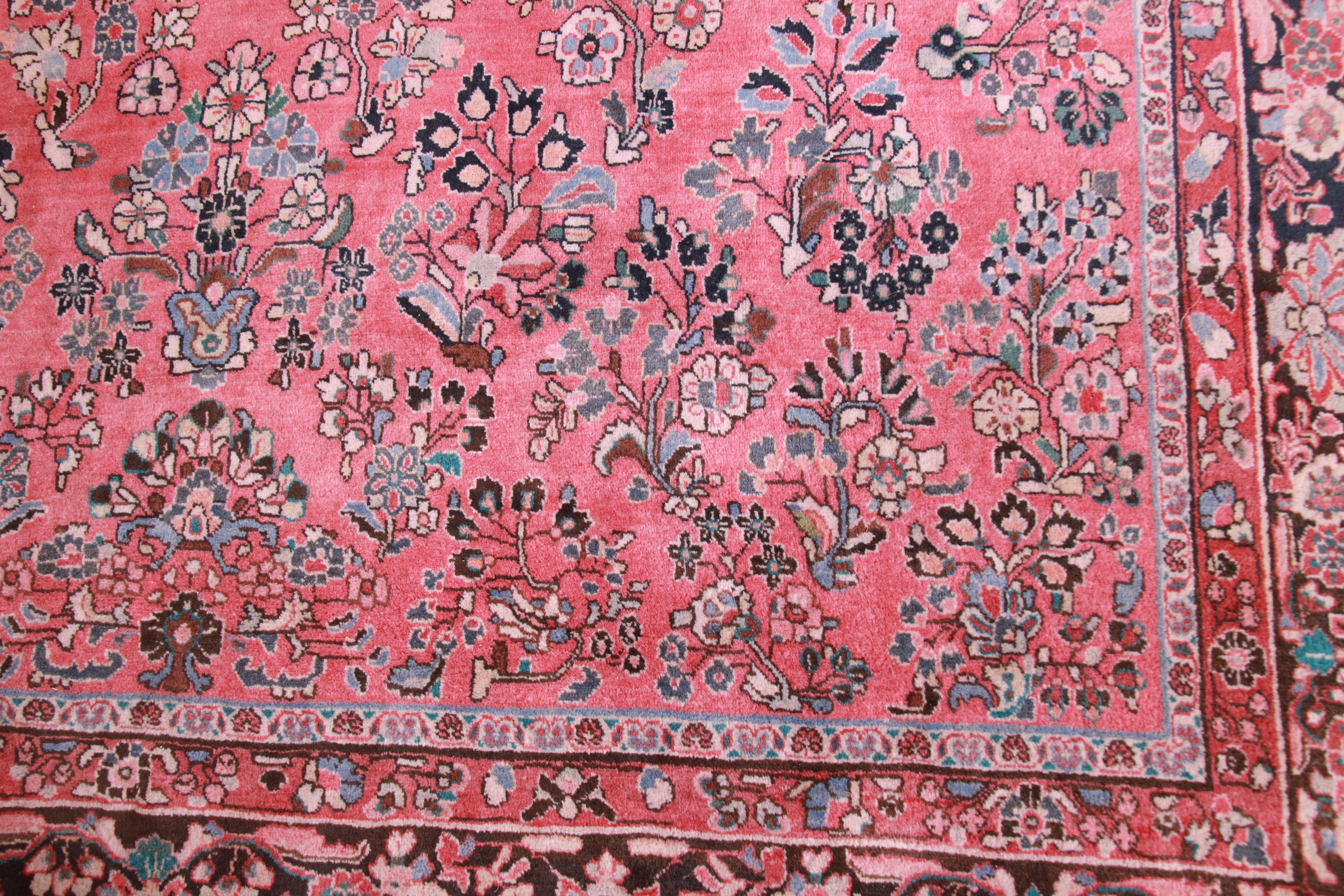 20th Century Vintage Hand Knotted Persian Sarouk Room Size Rug