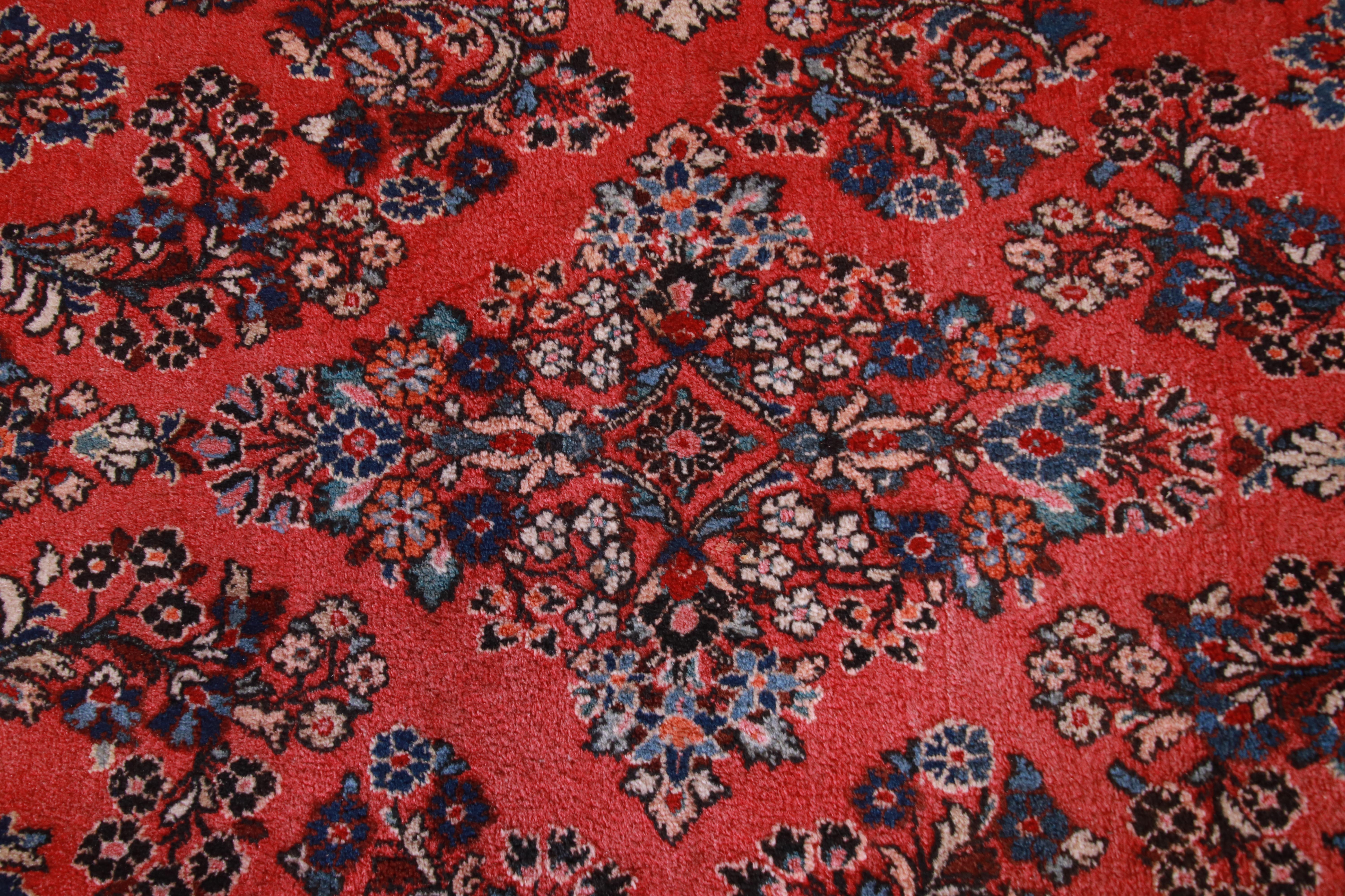 Wool Vintage Hand-Knotted Persian Sarouk Room Size Rug