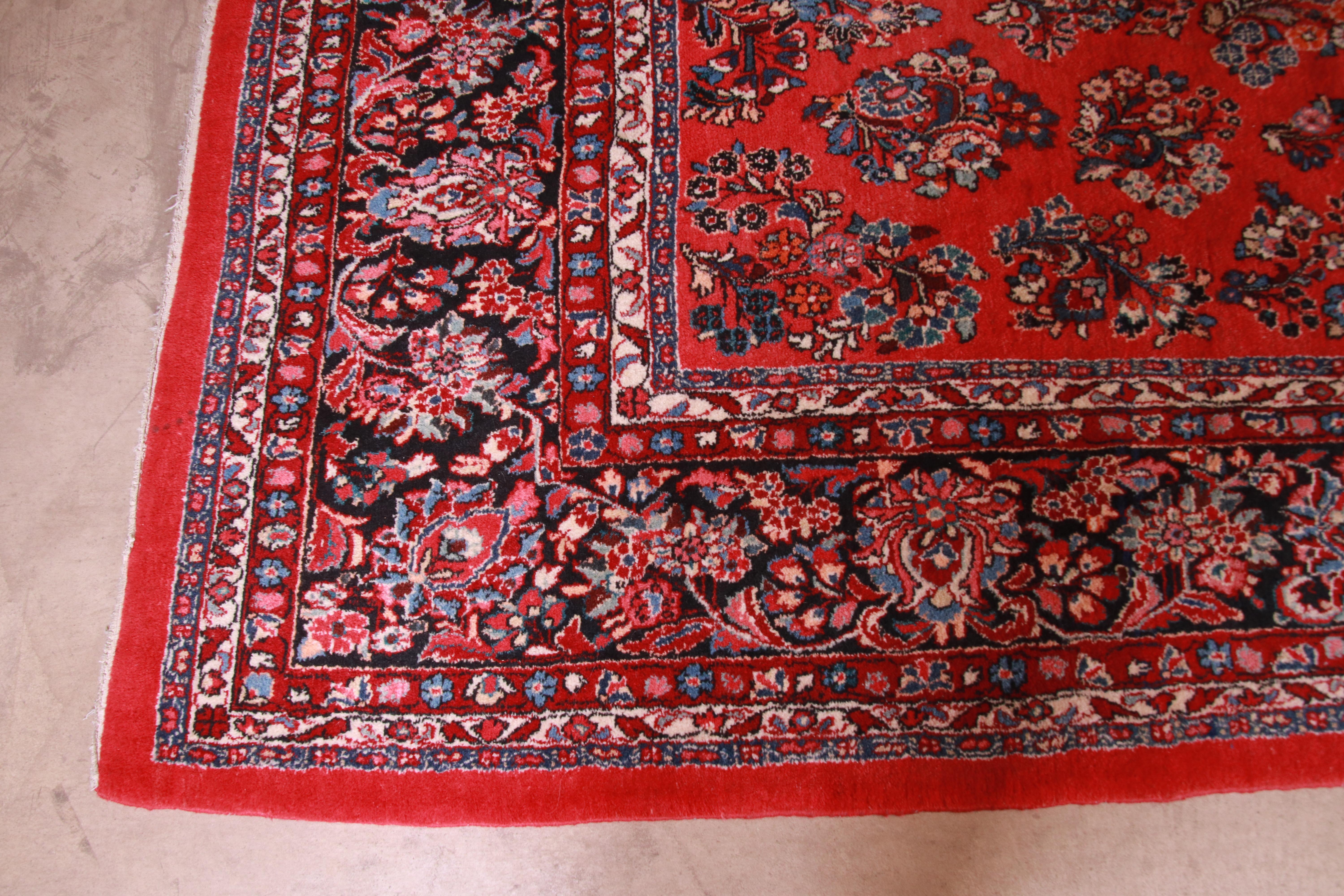 Vintage Hand-Knotted Persian Sarouk Room Size Rug 2