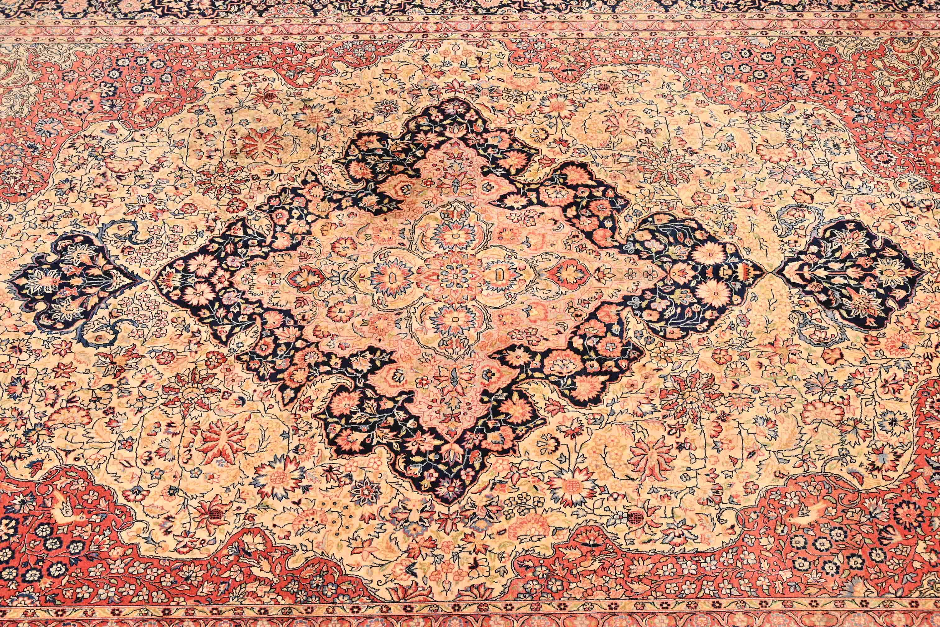 Vintage Hand-Knotted Persian Tabriz Room Size Wool Area Rug In Good Condition For Sale In South Bend, IN