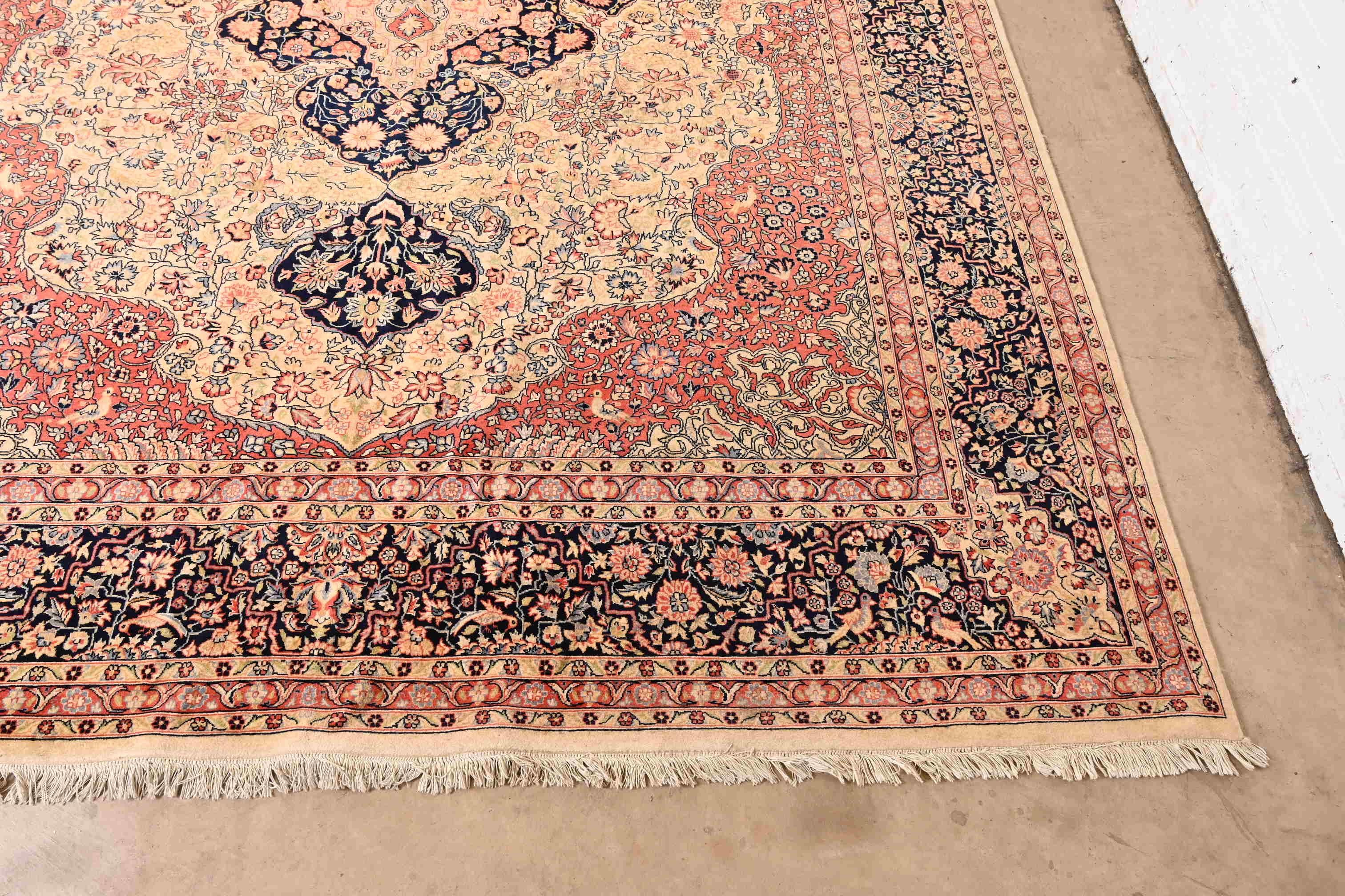 Vintage Hand-Knotted Persian Tabriz Room Size Wool Area Rug For Sale 2