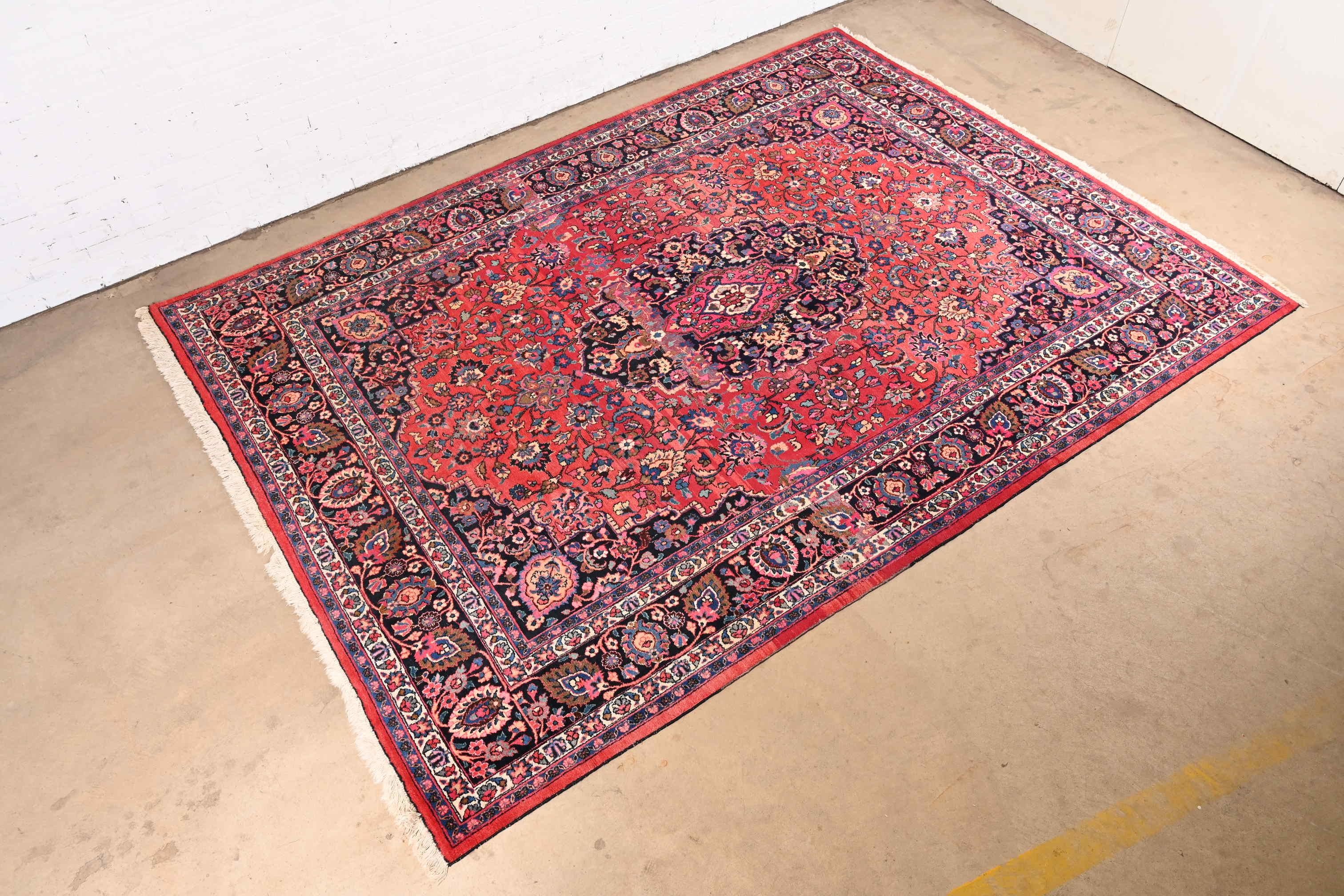 20th Century Vintage Hand Knotted Persian Tabriz Room Size Wool Rug For Sale