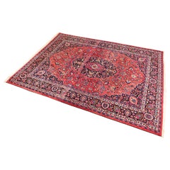 Tappeto vintage in lana Tabriz persiano, annodato a mano, misura stanza