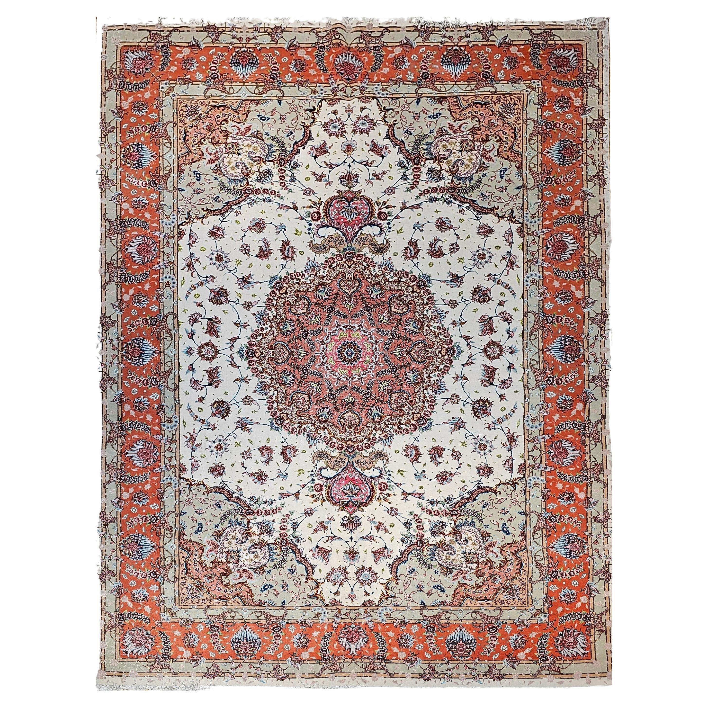 Vintage By, Tappeto persiano Tabriz annodato a mano con motivi floreali