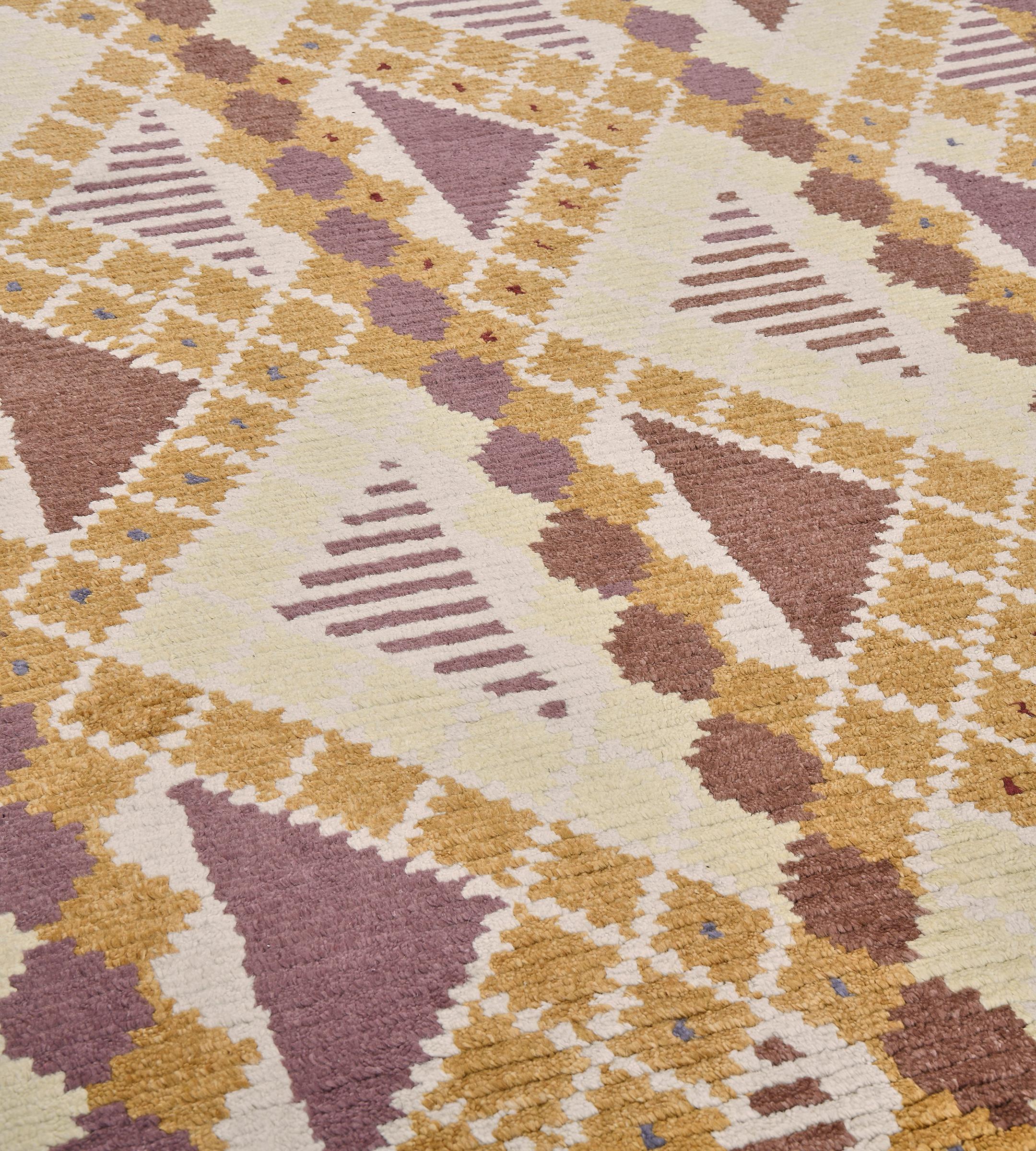 Handgeknüpfter, verspielter Vintage-Teppich aus Wolle im Deko-Stil im Zustand „Hervorragend“ im Angebot in West Hollywood, CA