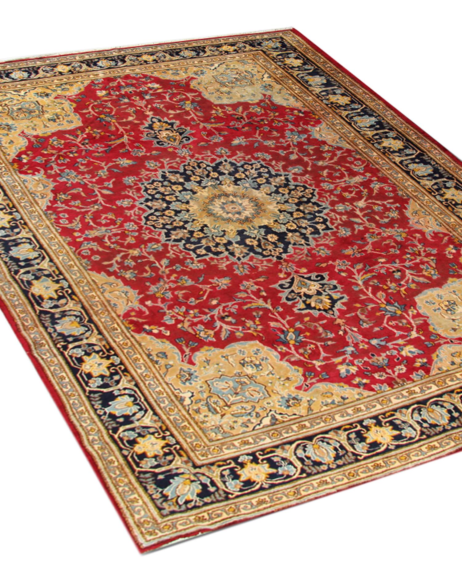 Vegetable Dyed Vintage Carpet Red Wool Area Rug Hand-knotted Medallion Oriental Rug- 212x335cm 