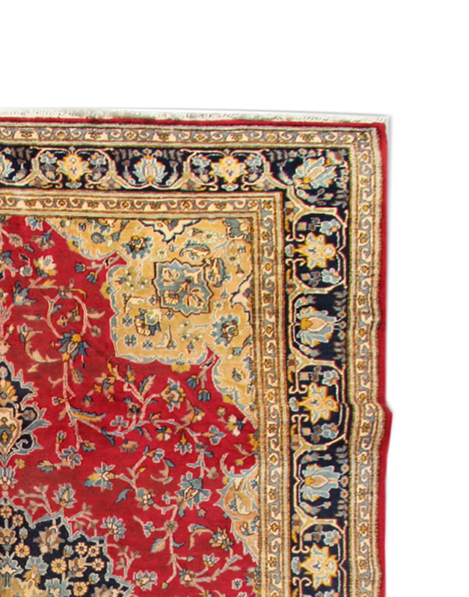 Late 20th Century Vintage Carpet Red Wool Area Rug Hand-knotted Medallion Oriental Rug- 212x335cm 