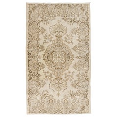 Vintage Hand Knotted Rug in Beige & Brown, Faded Central Anatolian Carpet