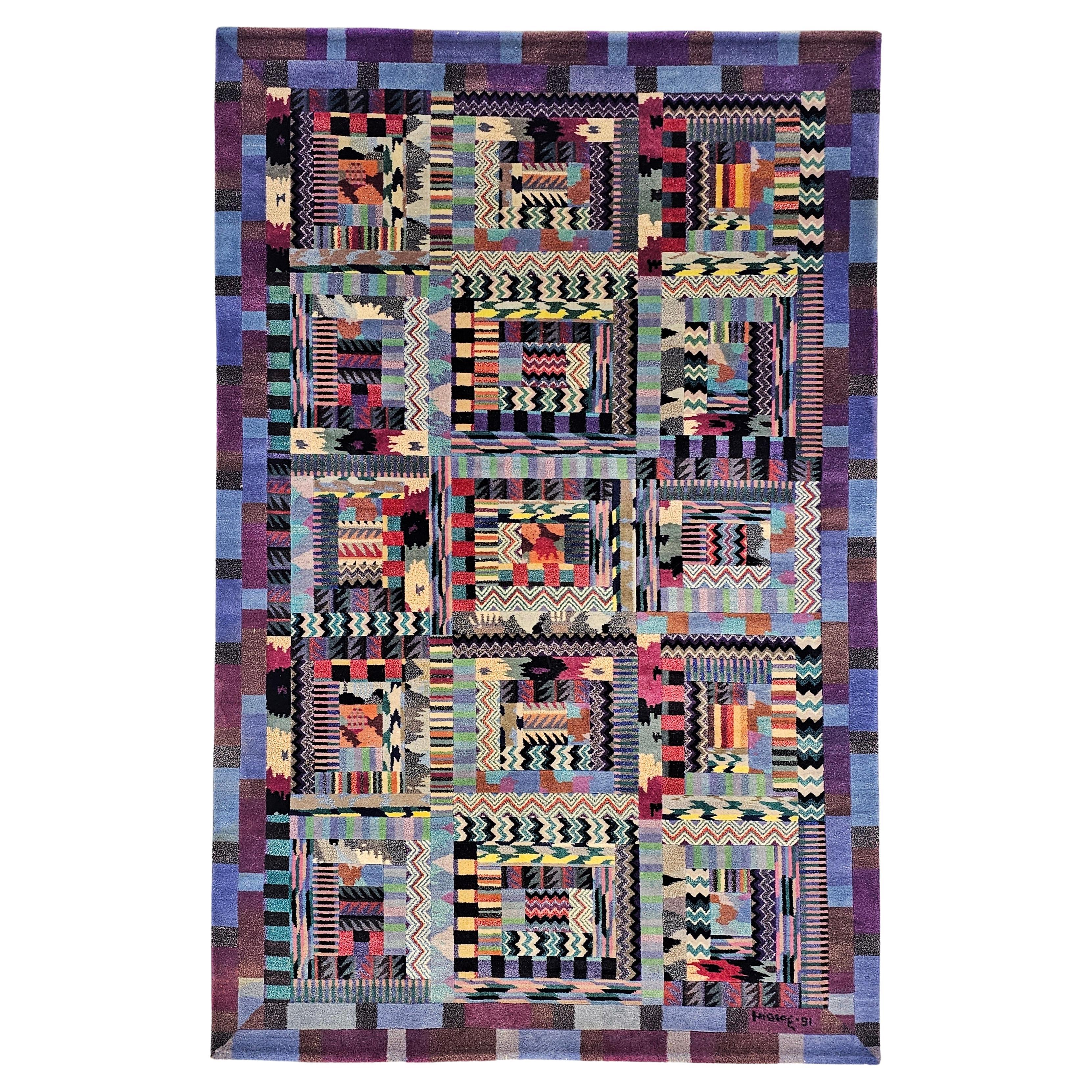 Tapis vintage noué à la main, modèle Orion, conçu par Ottavio Missoni pour Missoni