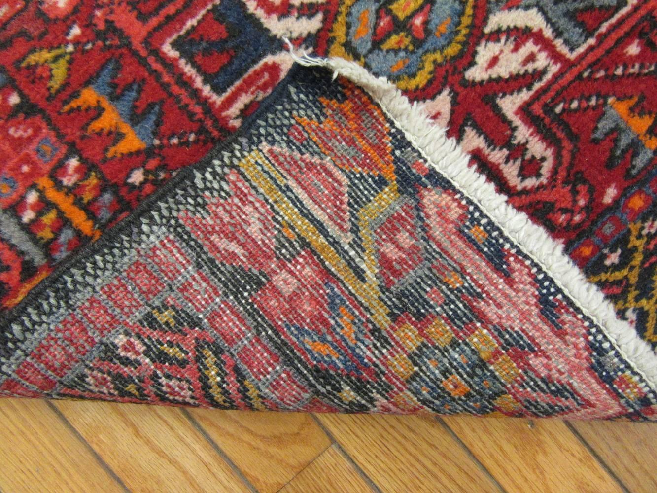 Vintage Hand-Knotted Short Persian Karajeh Runner Rug In Excellent Condition In Atlanta, GA