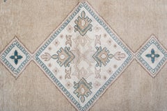 Vintage Hand-Knotted Sivas Rug Diamond Medallion Runner in Taupe and Teal